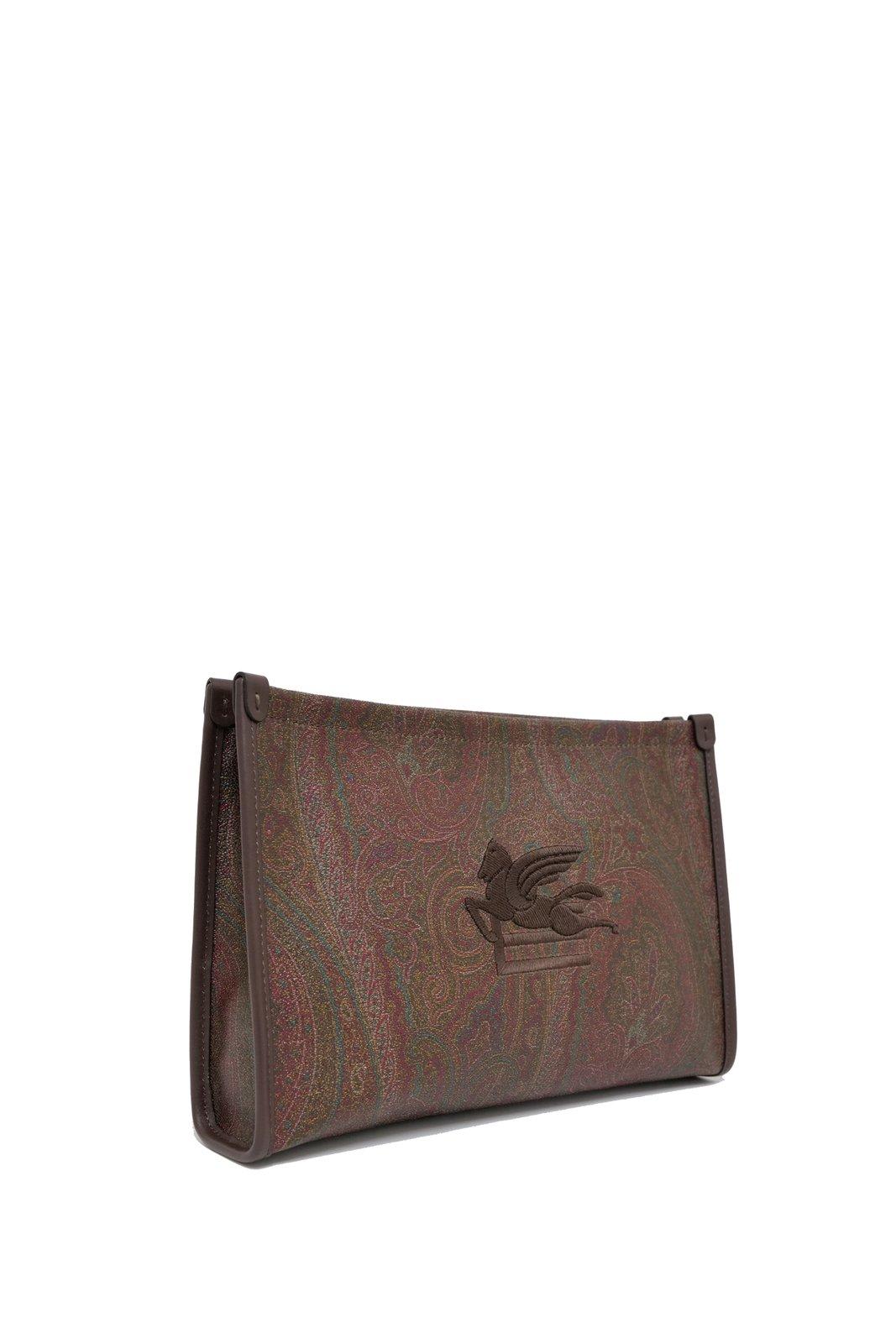 Shop Etro Allover Paisley Print Clutch Bag In Dark