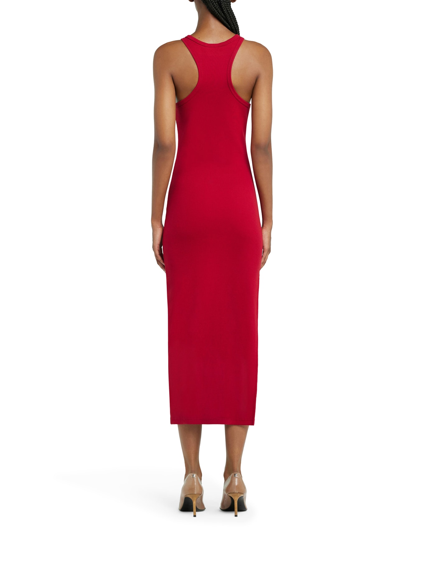Courrèges Long Jersey Dress With Side Split In Red