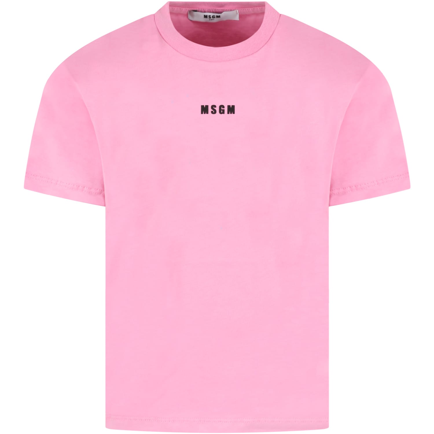 MSGM Pink T-shirt For Girl With Black Logo