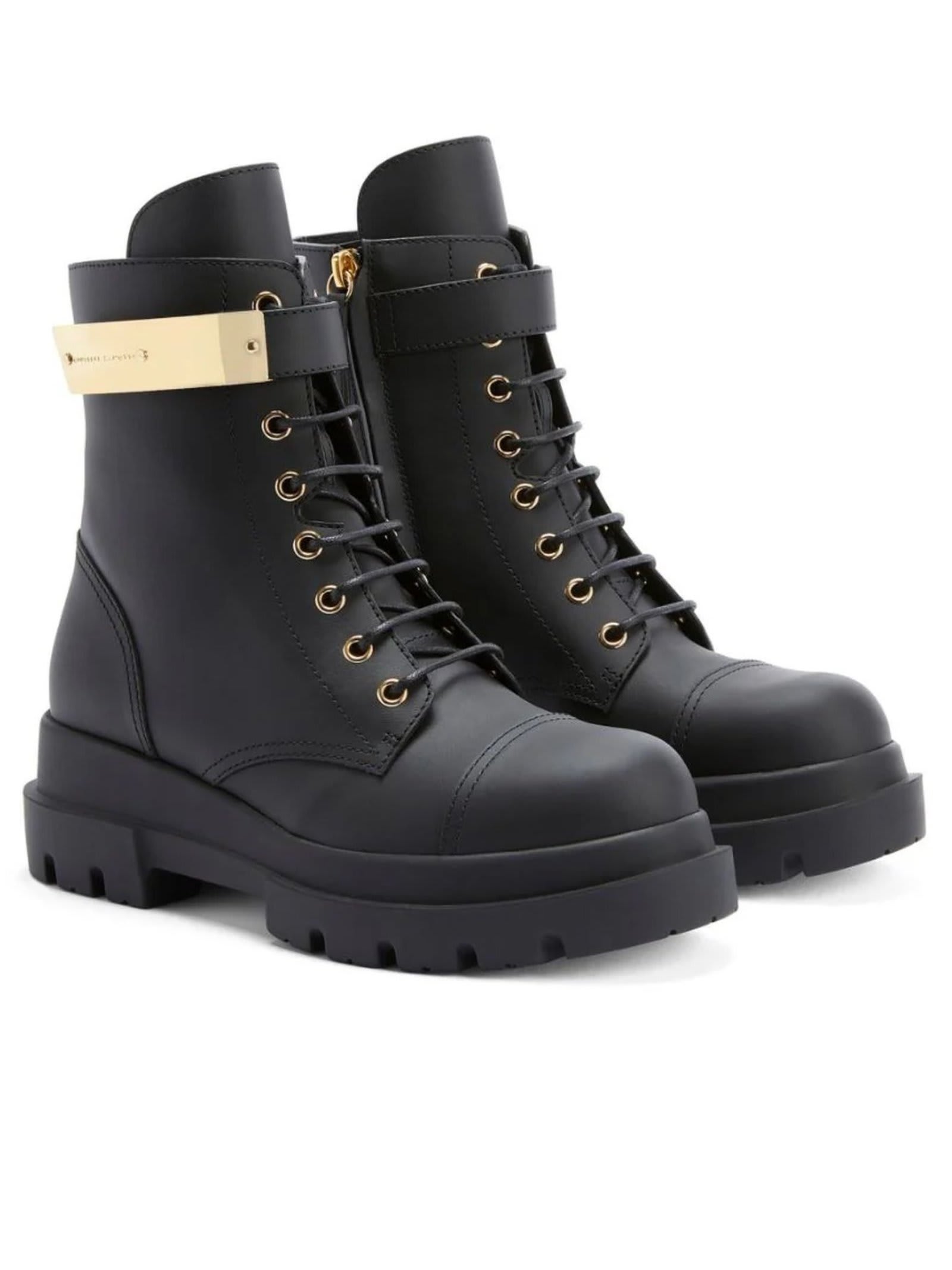 Shop Giuseppe Zanotti Lace-up Alexa Biker Boots In Black