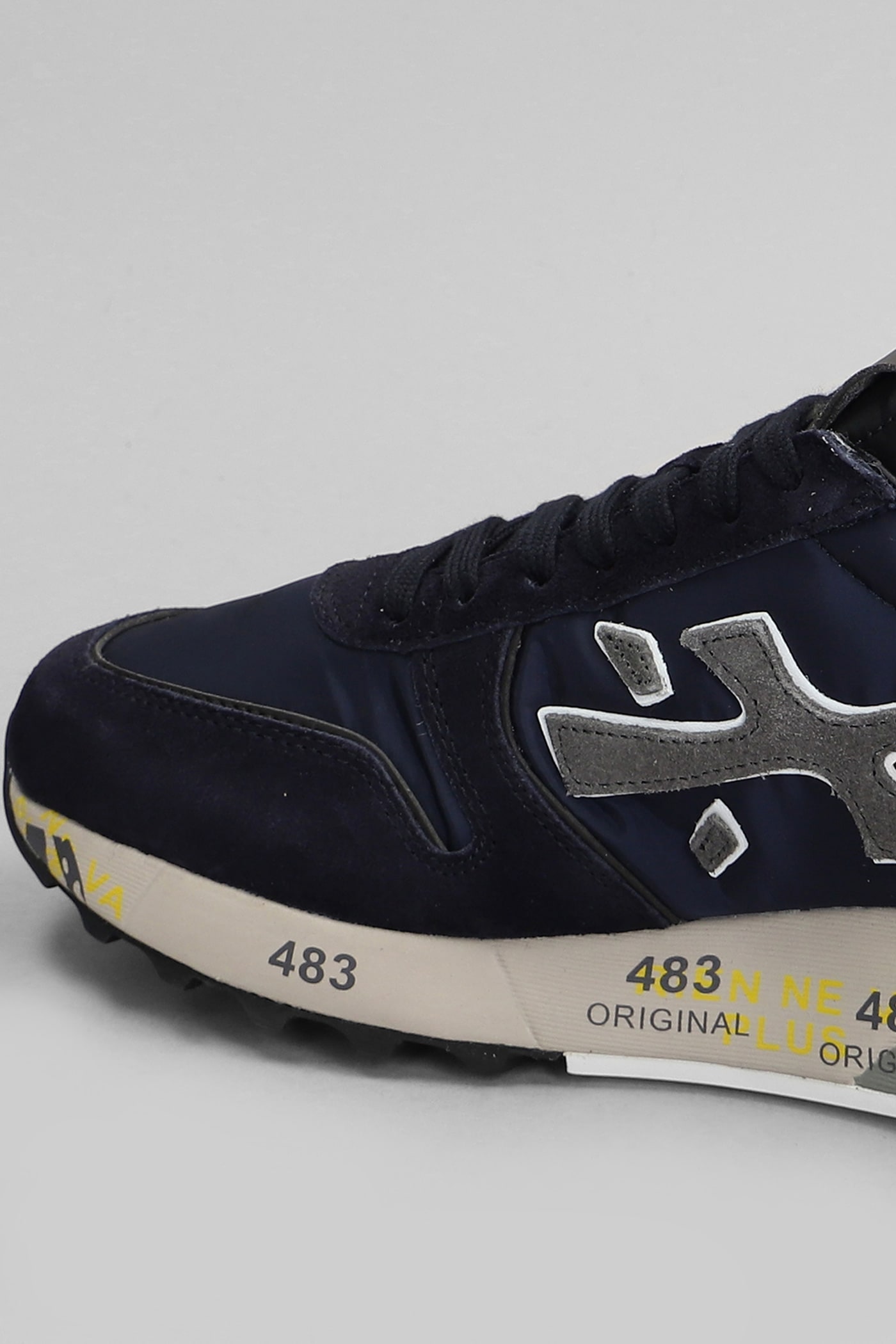 Shop Premiata Mick Sneakers In Blue Suede And Fabric