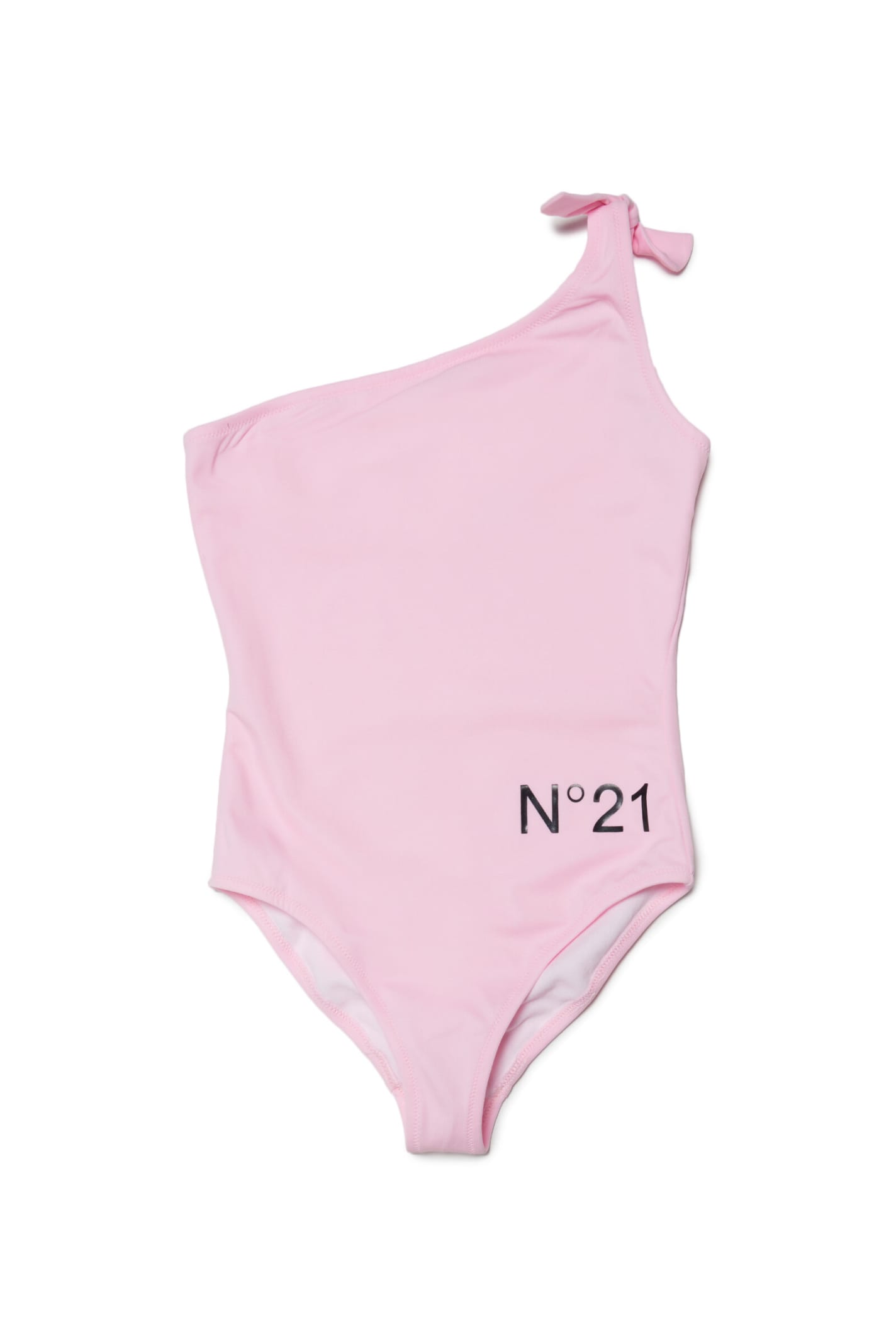 N°21 N21M21F SWIMSUIT N°21 ONE-SHOULDER ONE-PIECE PINK SWIMMING COSTUME IN LYCRA WITH LOGO