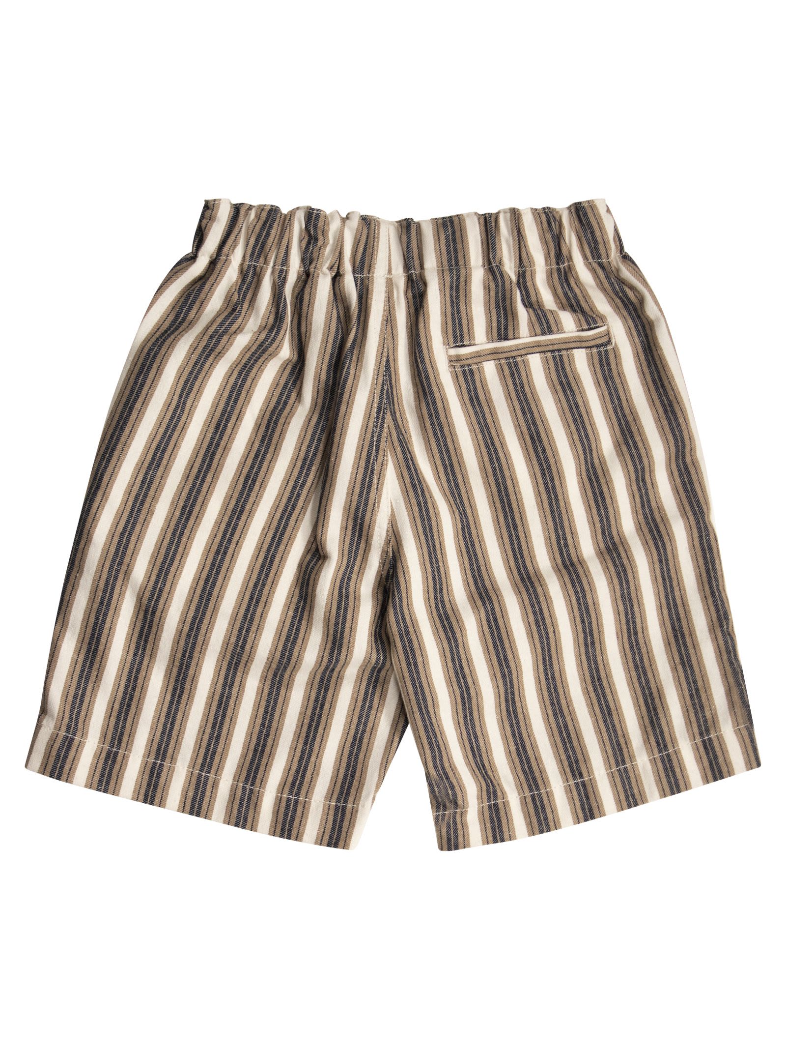 Shop Il Gufo Striped Cotton Bermuda Shorts In Sand