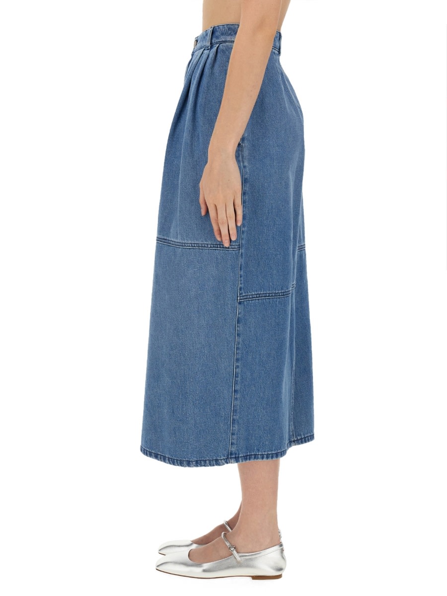 Shop Alysi Midi Skirt In Denim