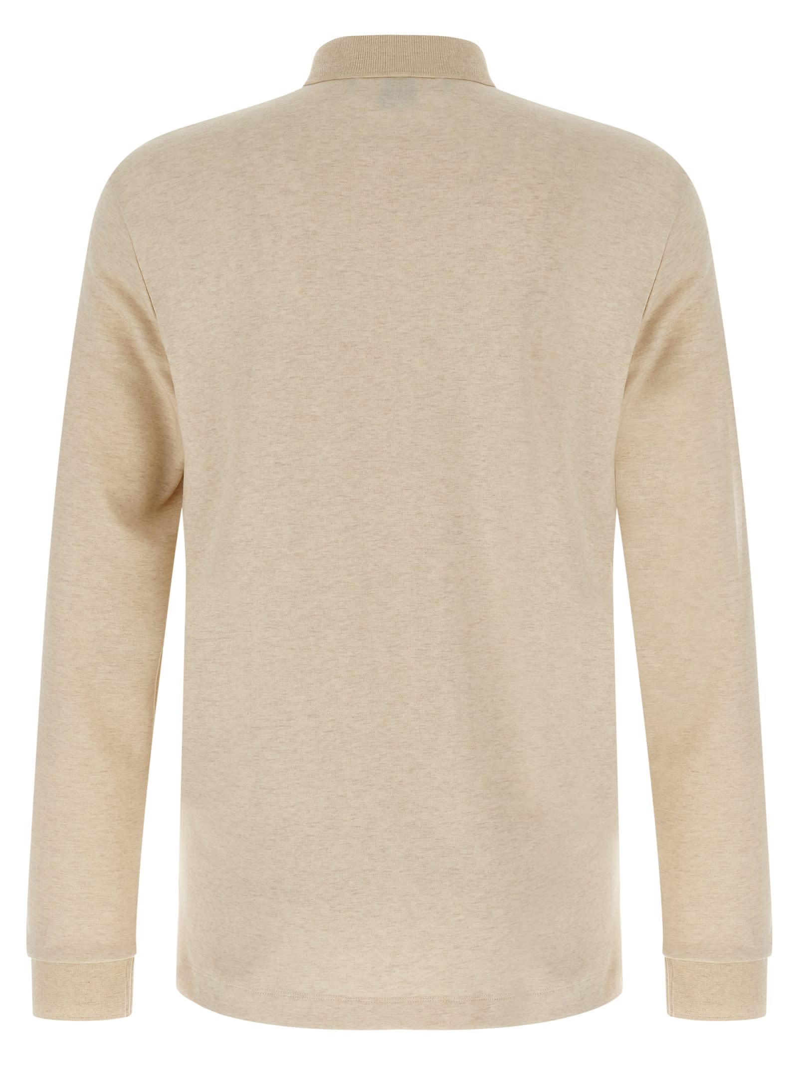 Hugo Boss Embroidery-logo Long-sleeve Polo Shirt In Brown