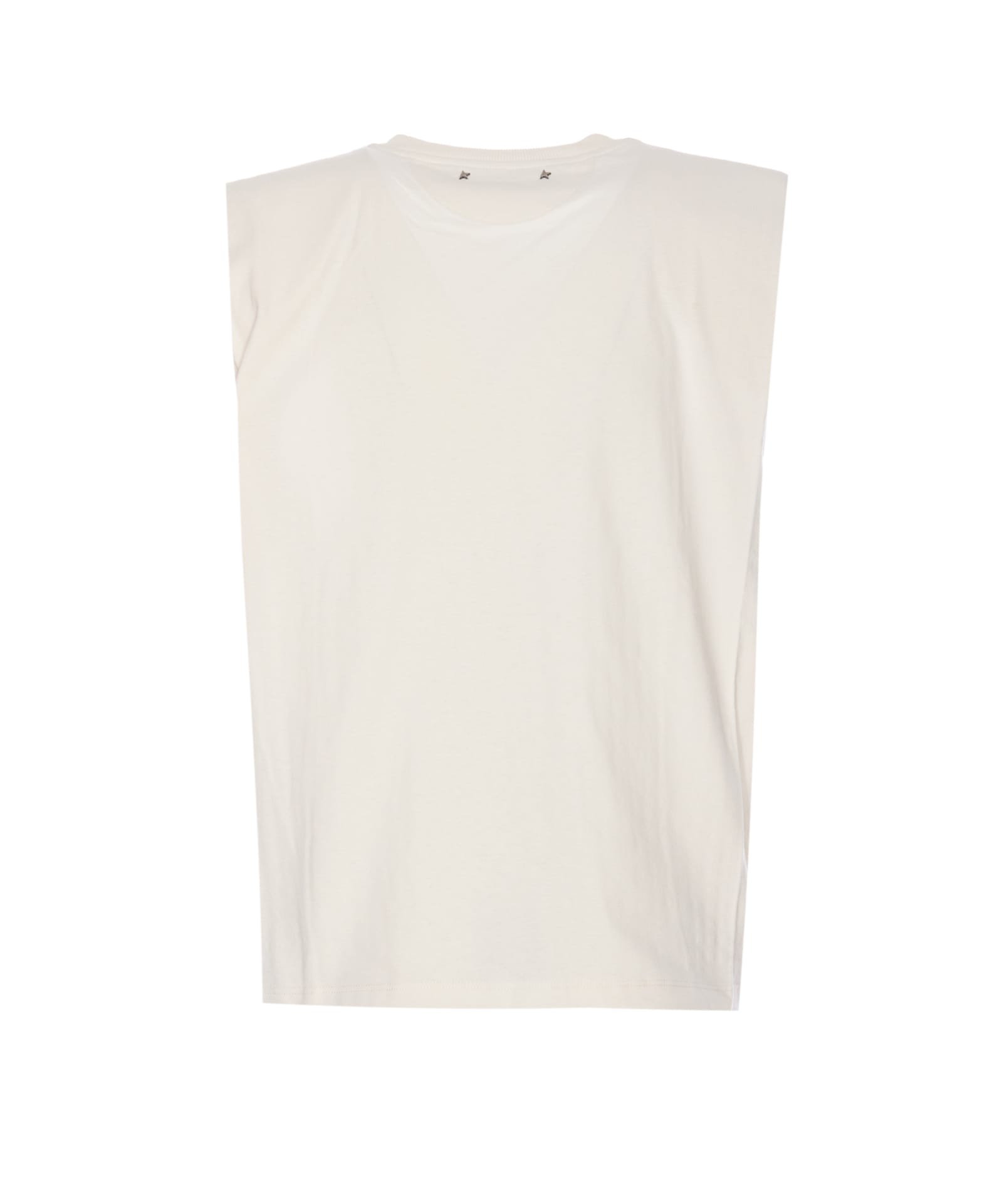 Shop Golden Goose Padded Shoulders Crystal T-shirt In White