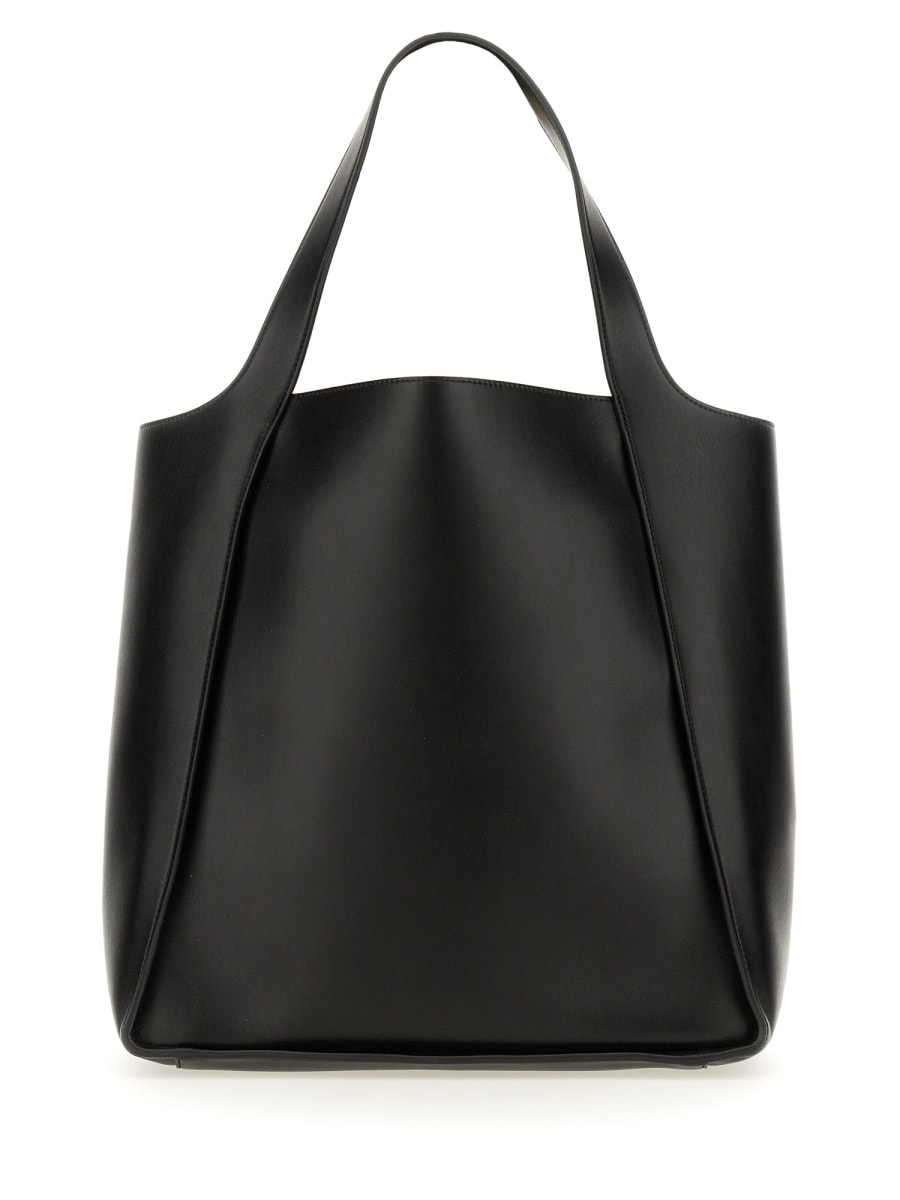 Shop Stella Mccartney Square Tote Bag With Logo In Black