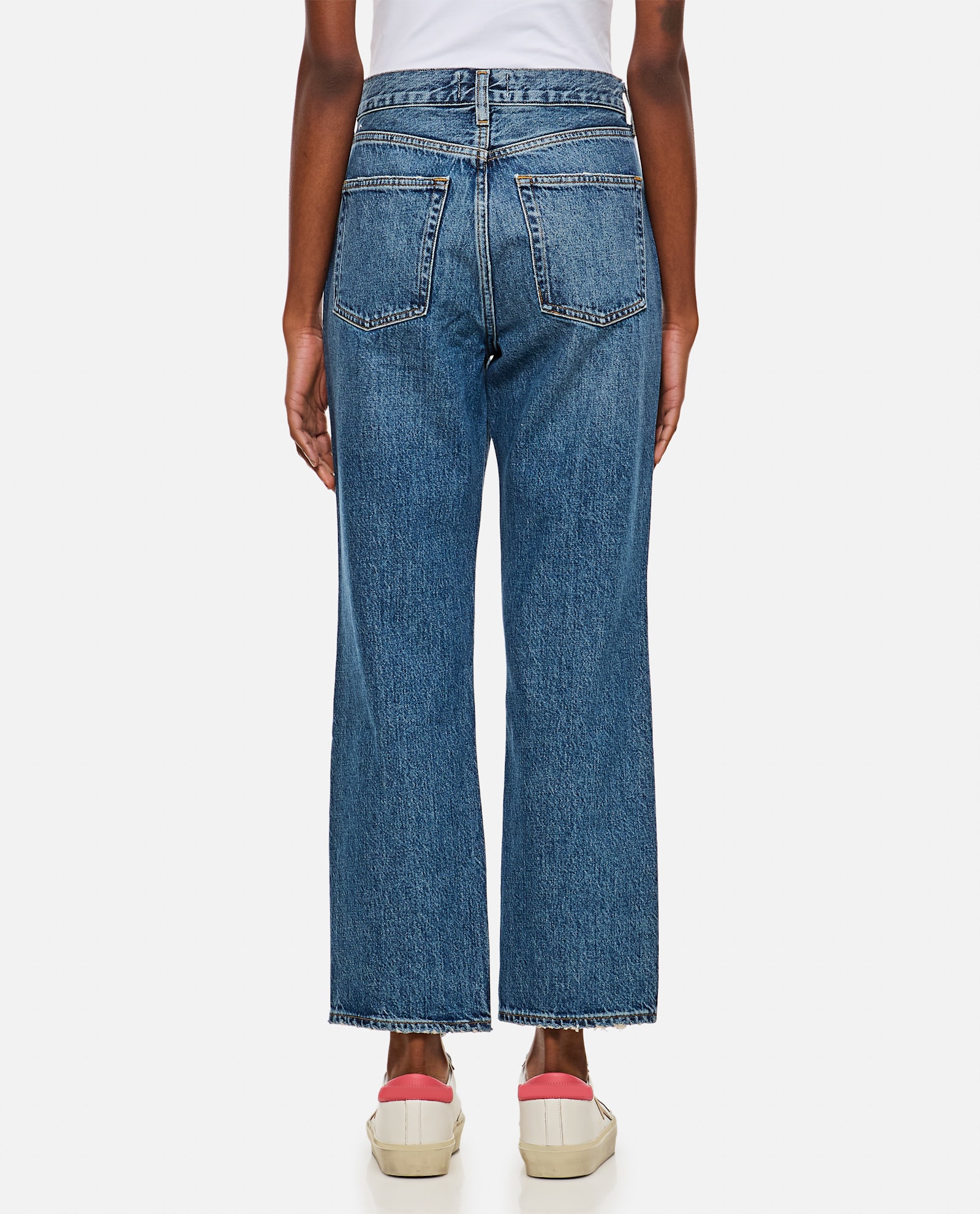 Agolde Luna Pieced Cotton Denim Jeans In Blue