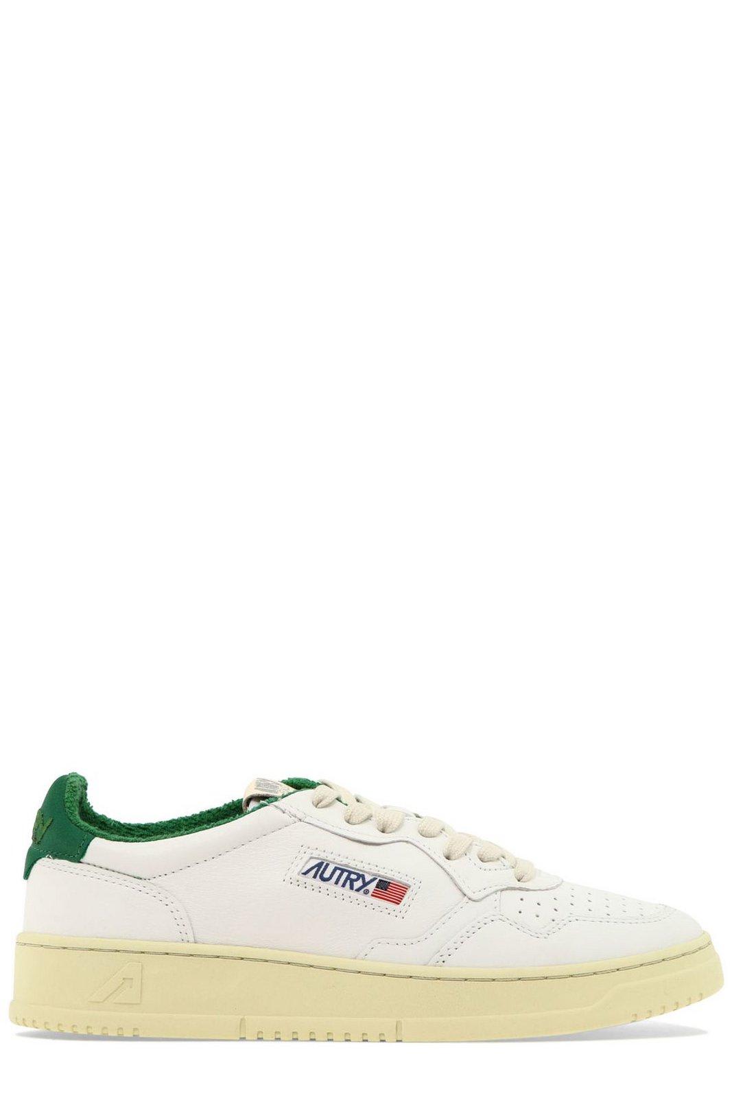 Shop Autry Medalist 01 Lace-up Sneakers In Bianco E Verde
