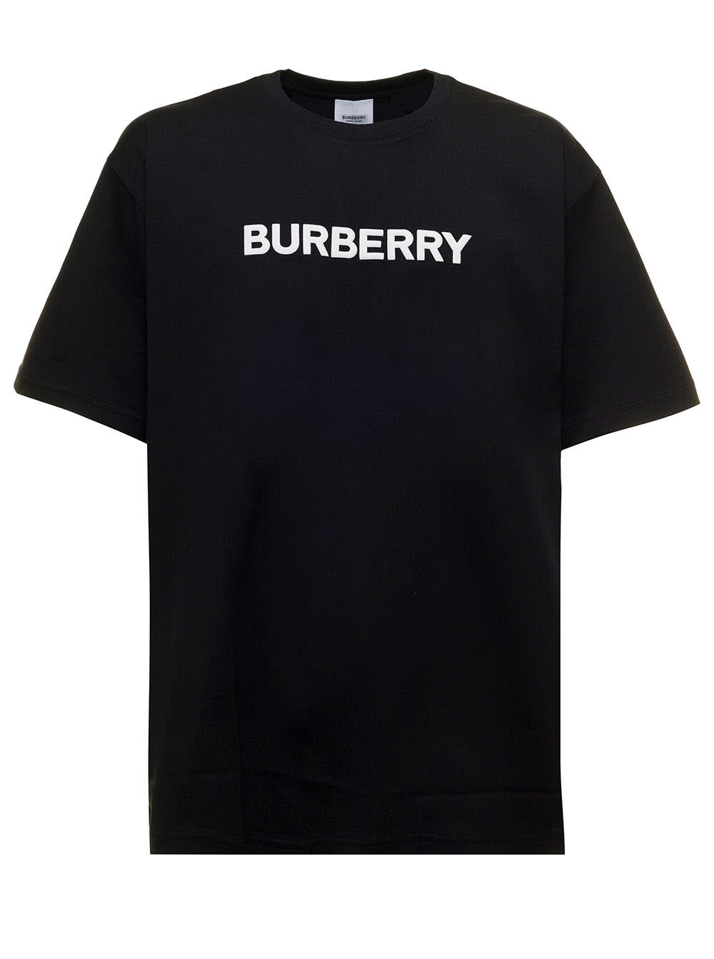 Burberry Harriston Black Cotton T-shirt With Logo Print Man Burberry