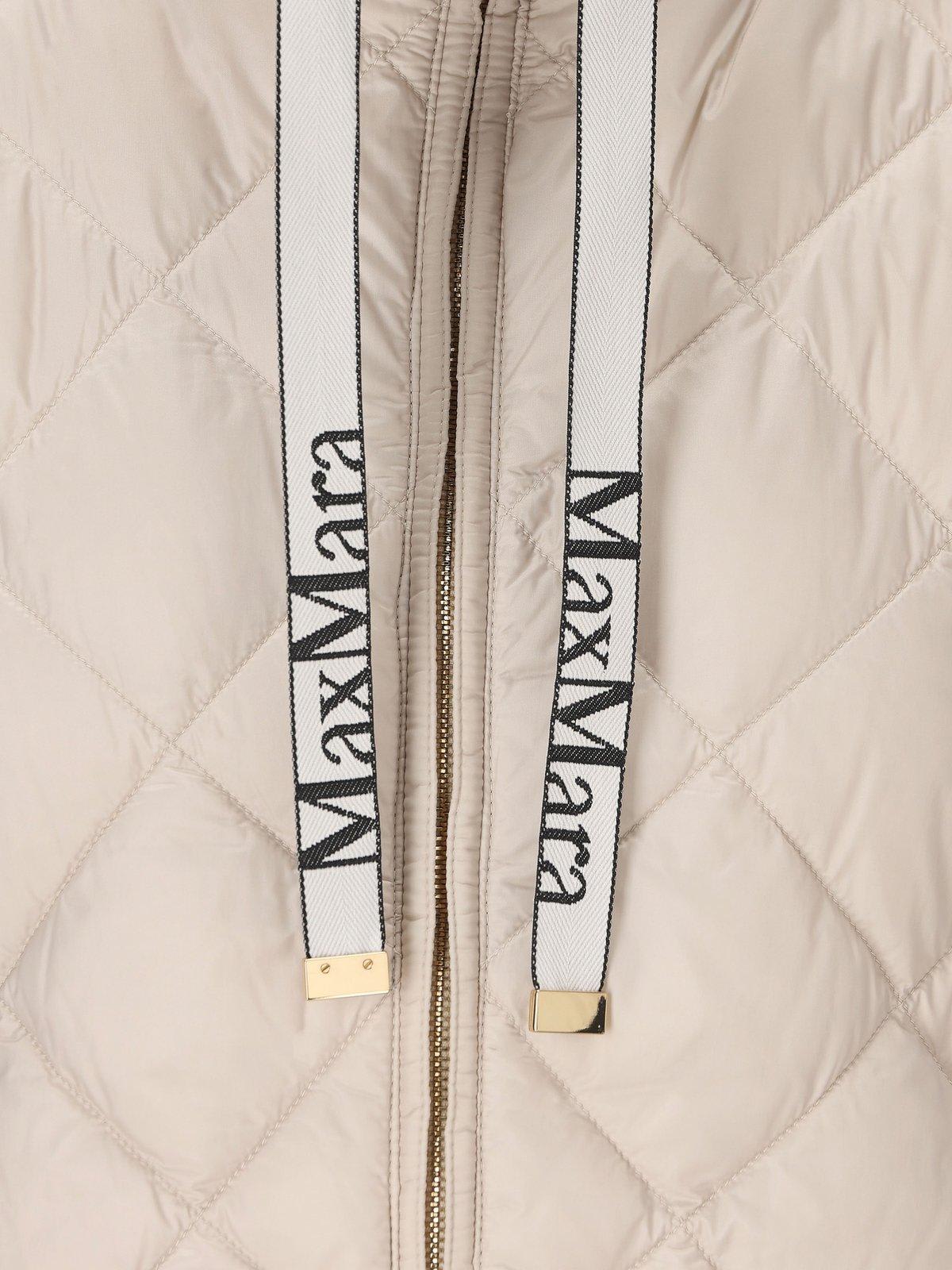 Shop Max Mara The Cube High Neck Drawstring Gilet In Panna