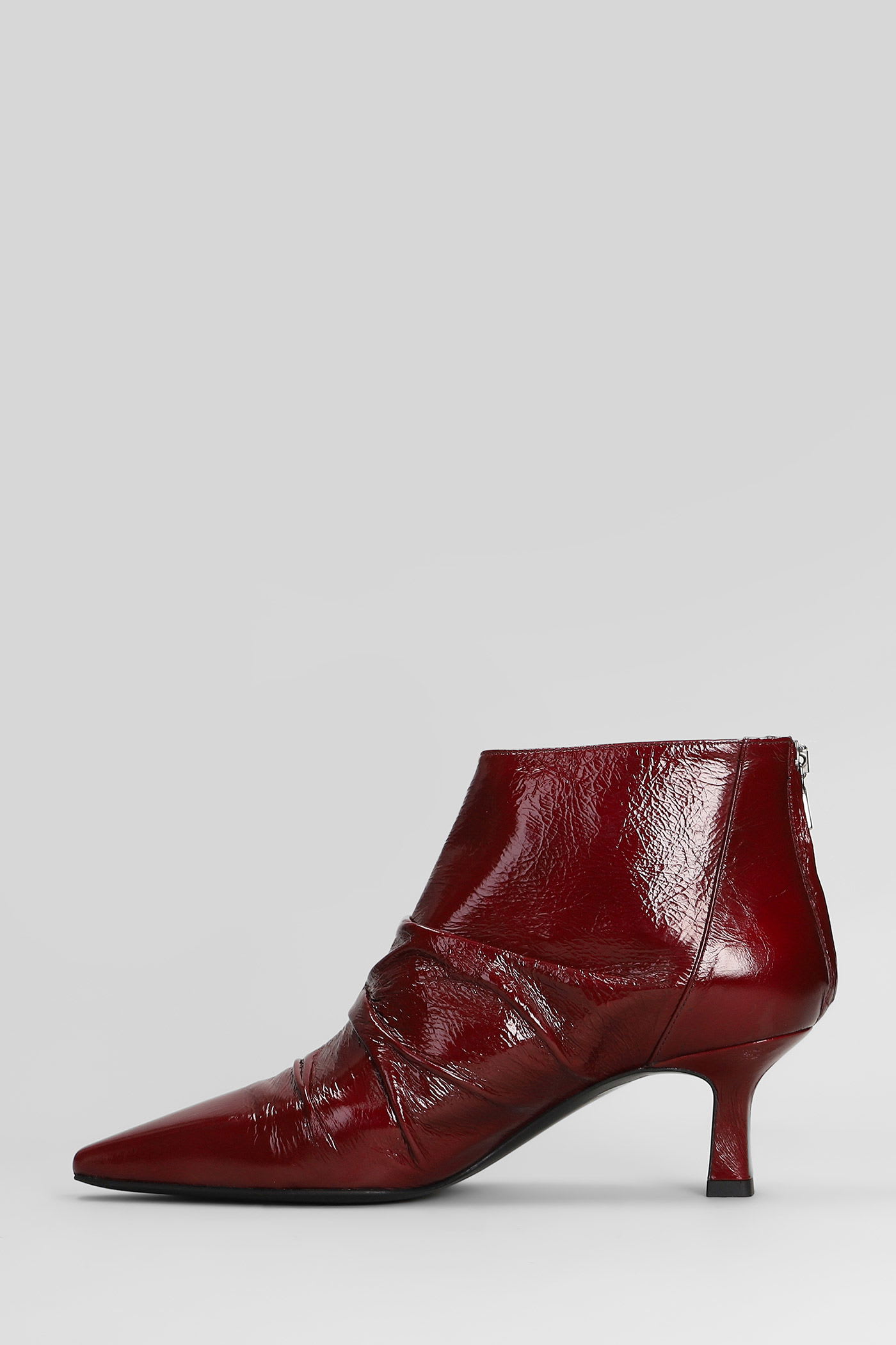The Seller High Heels Ankle Boots In Bordeaux Leather In Burgundy