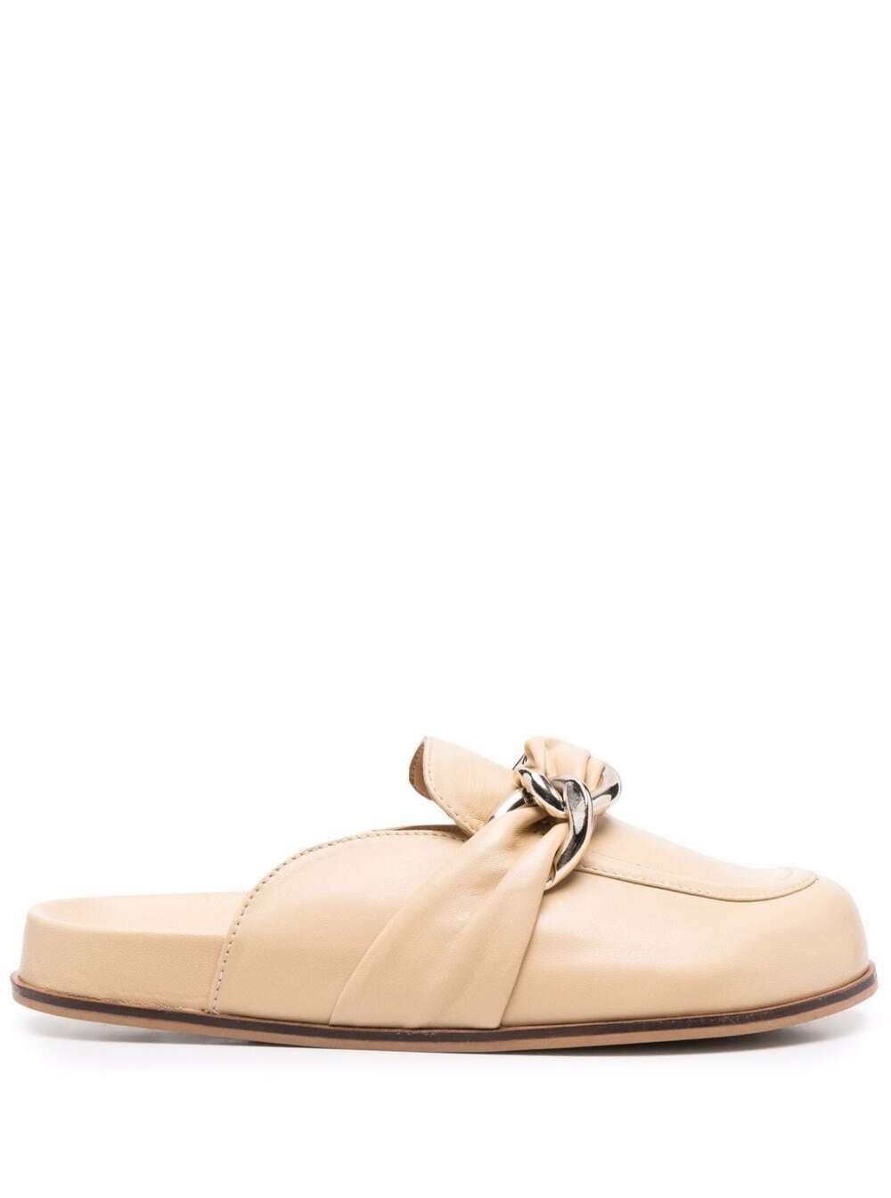 TwinSet Beige Leather Logo-plaque Mules