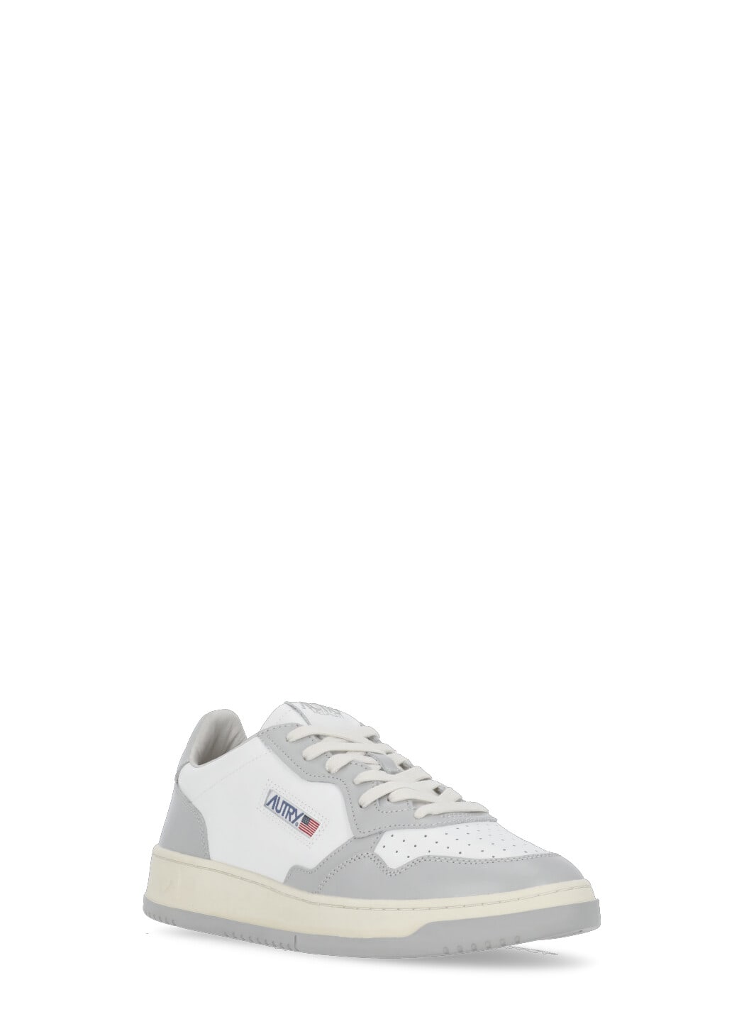 Autry Grey And White Two-tone Leather Medalist Low Sneakers In White