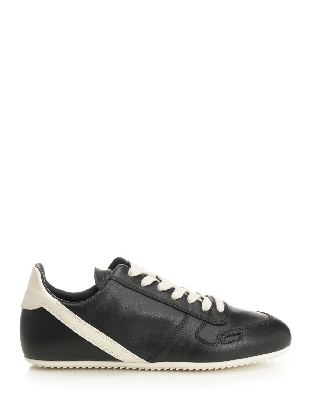 Rick Owens Black Low-top Sneakers With Suede Inserts In Leather Woman In Black