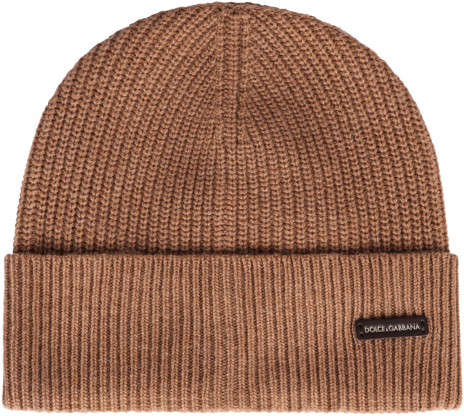 Dolce & Gabbana Ribbed Knit Beanie In Brown