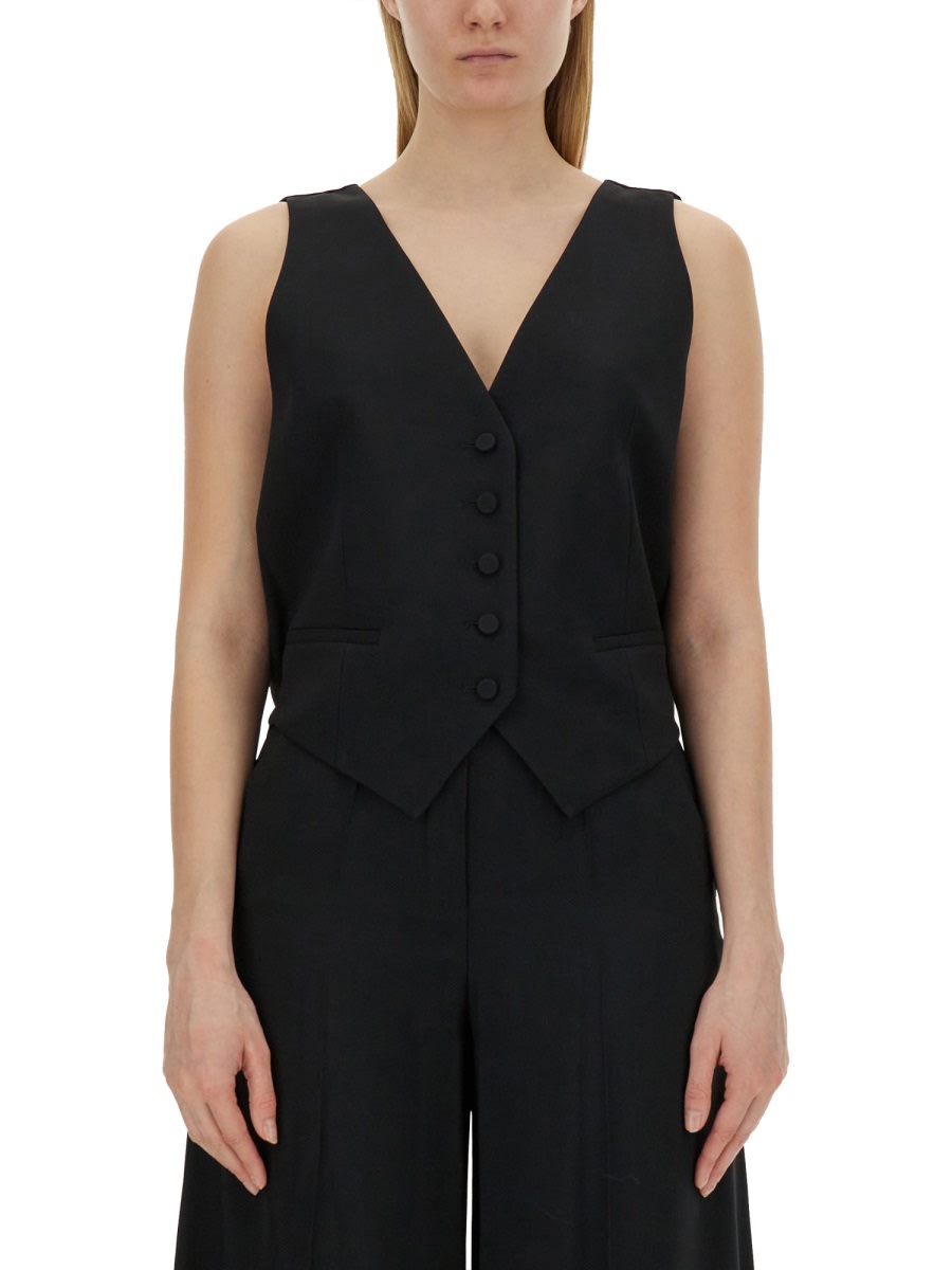 Shop Nina Ricci Open-back Vest In Black