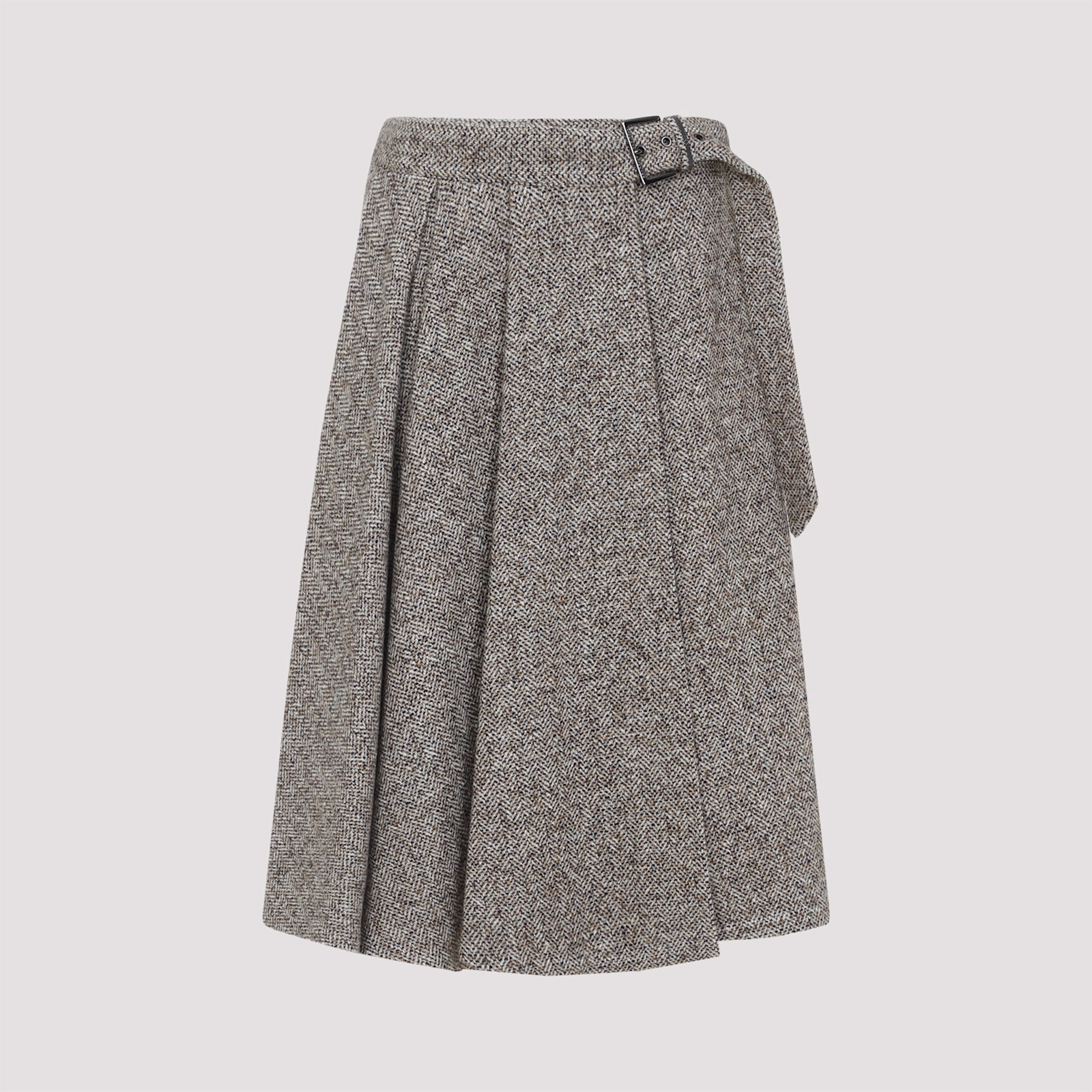 Brunello Cucinelli Women Virgin Wool Midi Skirt In Gray