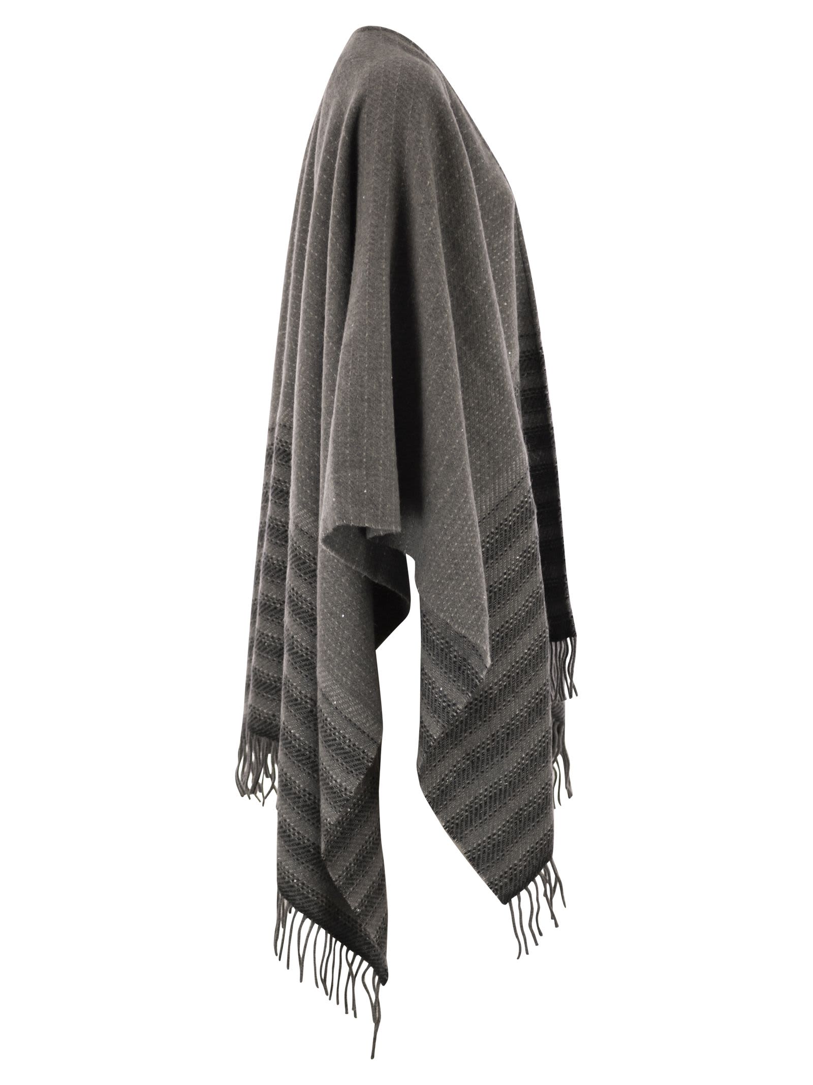 Peserico Virgin Wool And Cashmere Cape In Gray