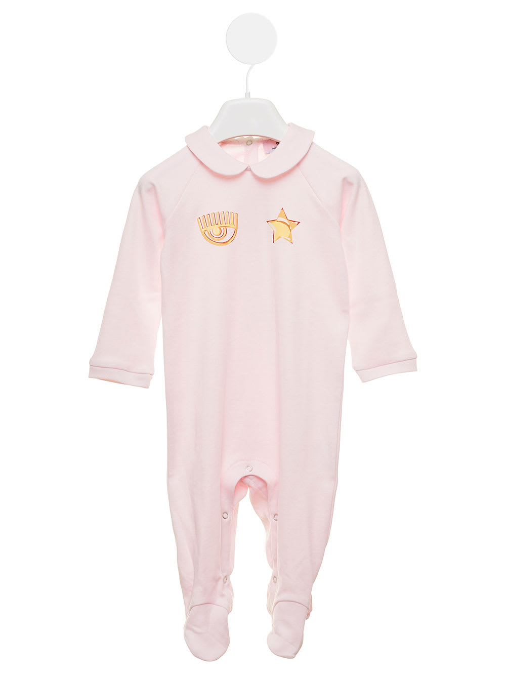 Chiara Ferragni Light Pink Cotton Body Suit With Gold Printed Logo