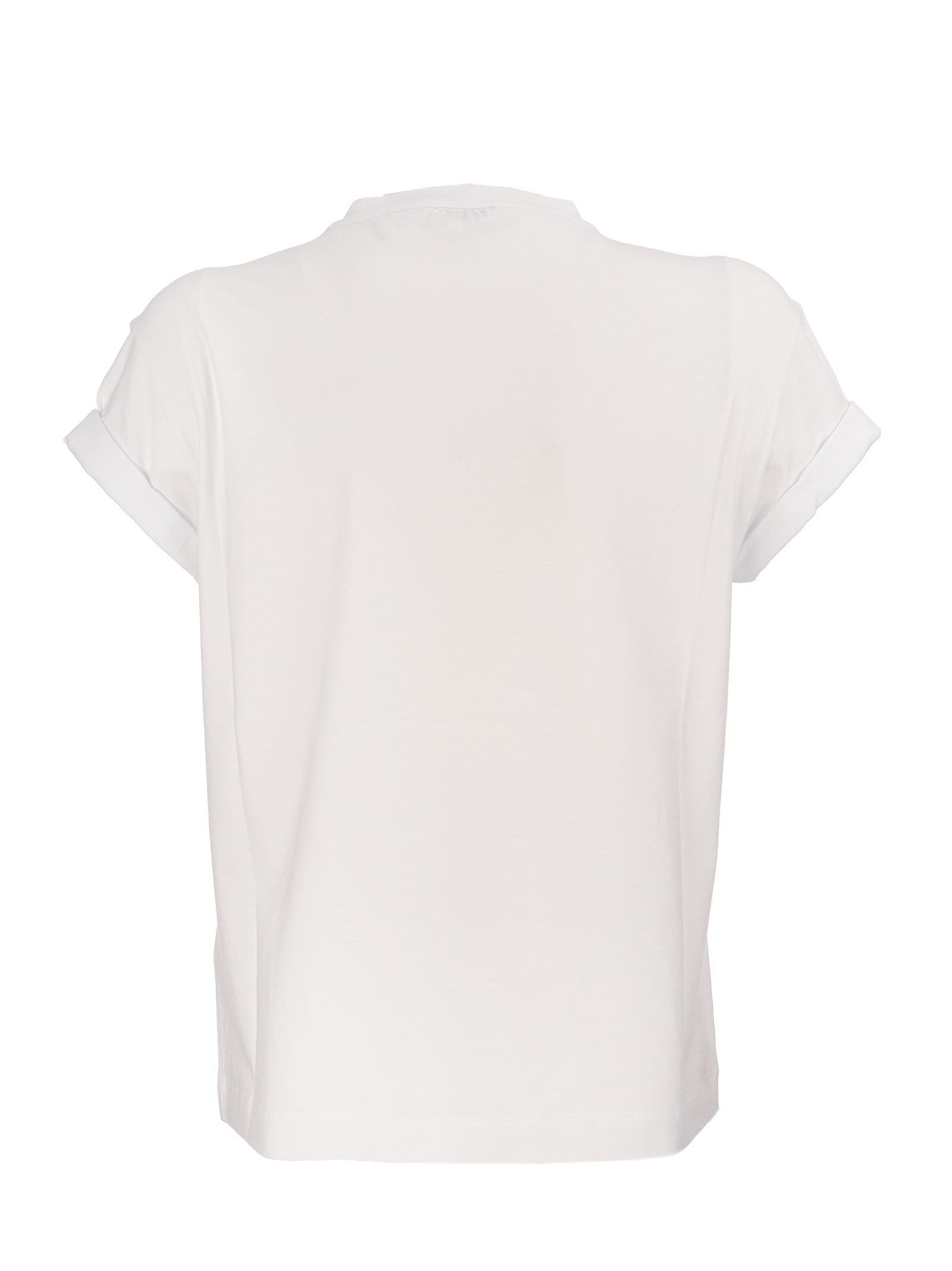Shop Brunello Cucinelli Stretch Cotton Jersey T-shirt With Shiny Tab In White