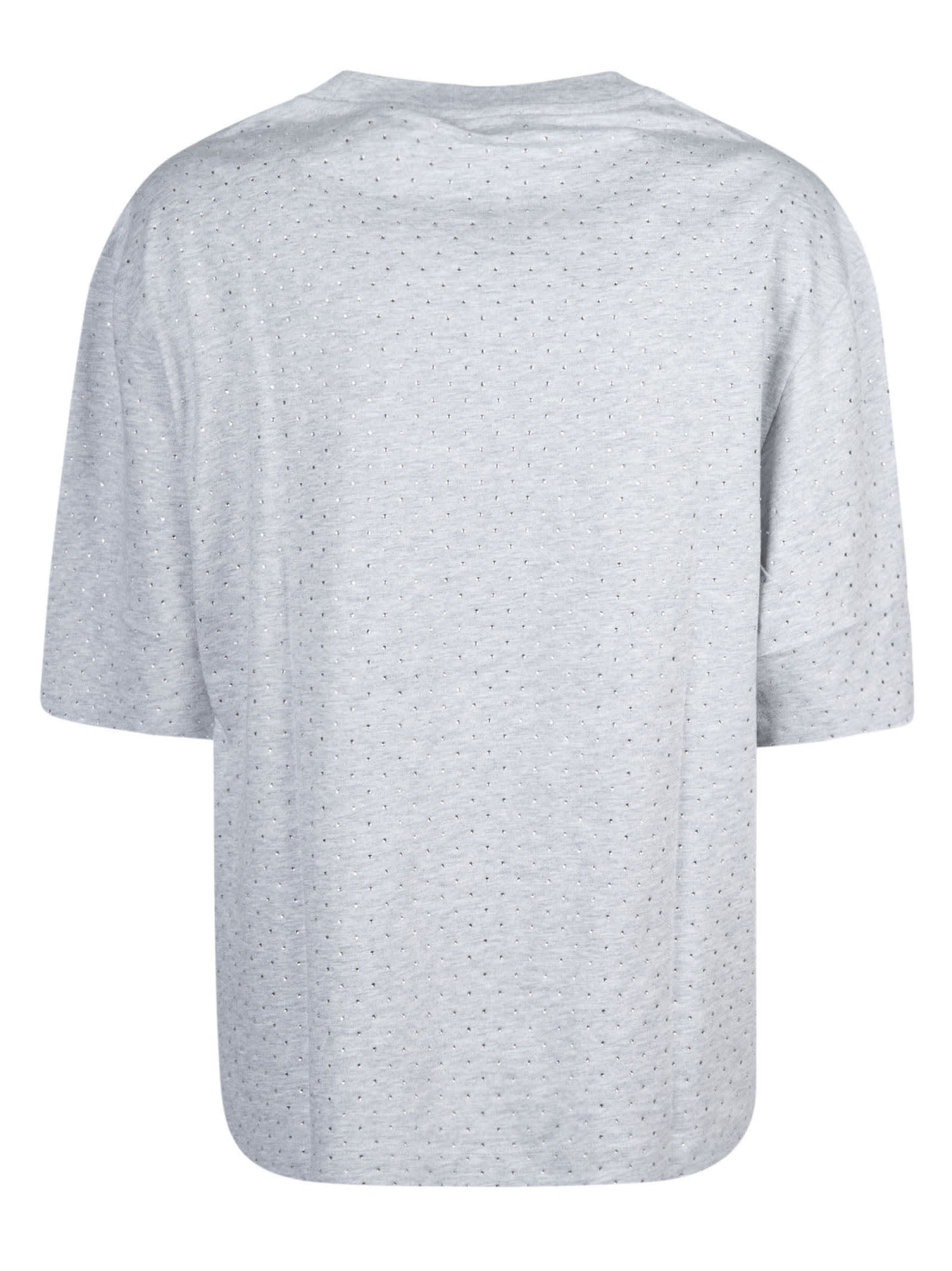 Shop Paco Rabanne Rhinestones Embellished Logo T-shirt In Grey