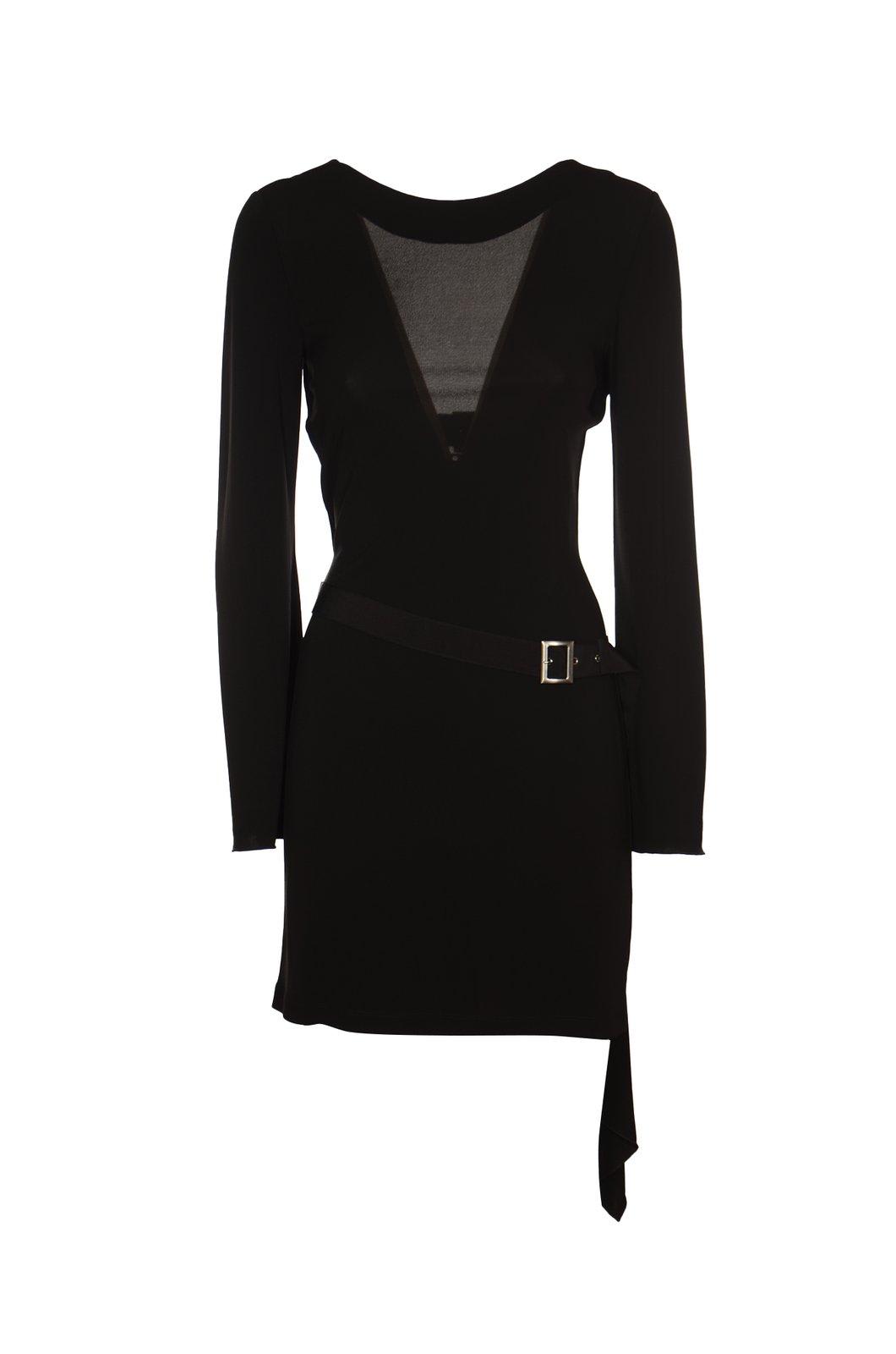 Shop Alberta Ferretti V-neck Long-sleeved Mini Dress In C