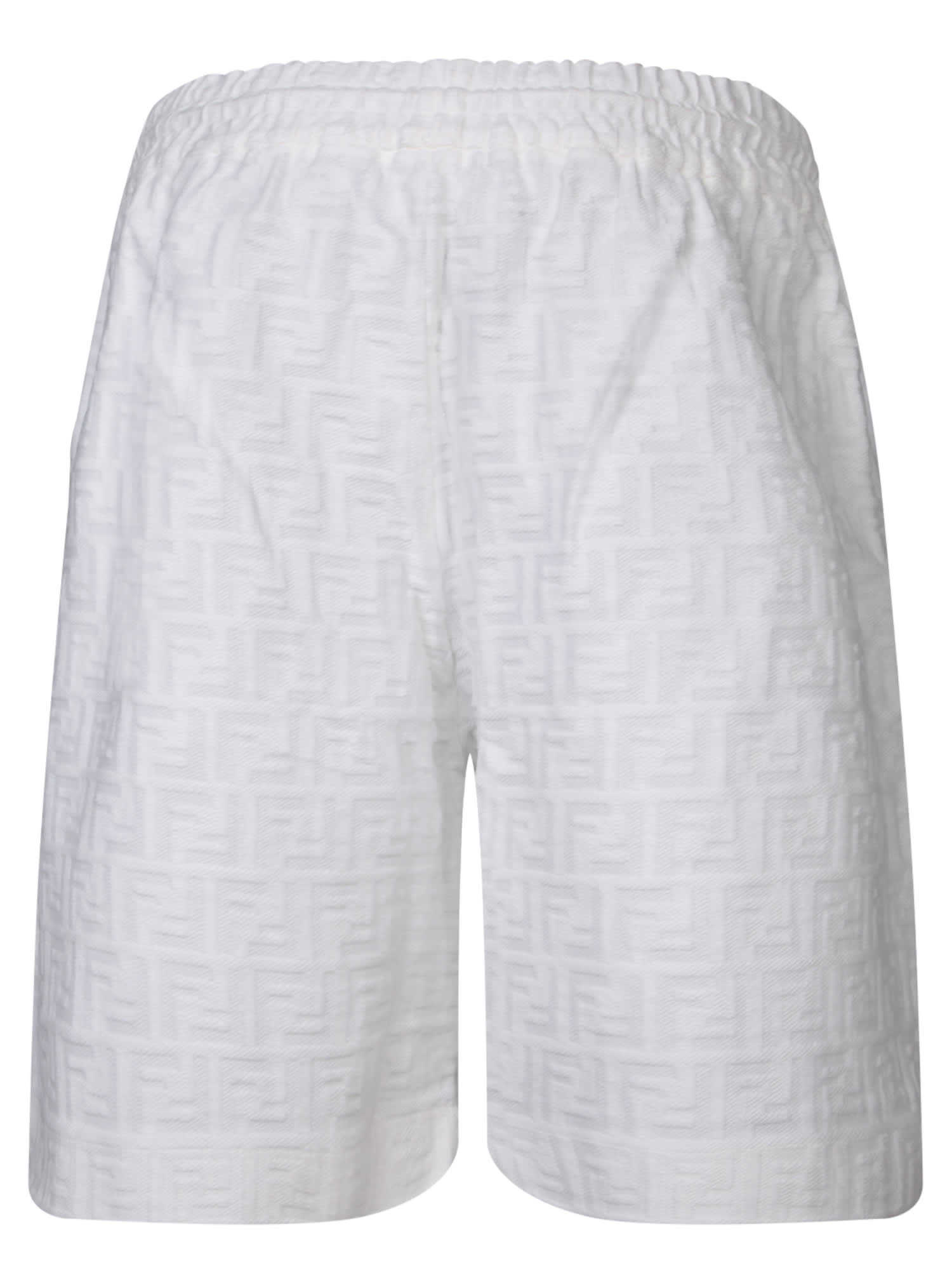 Shop Fendi Ff Logo White Bermuda Shorts
