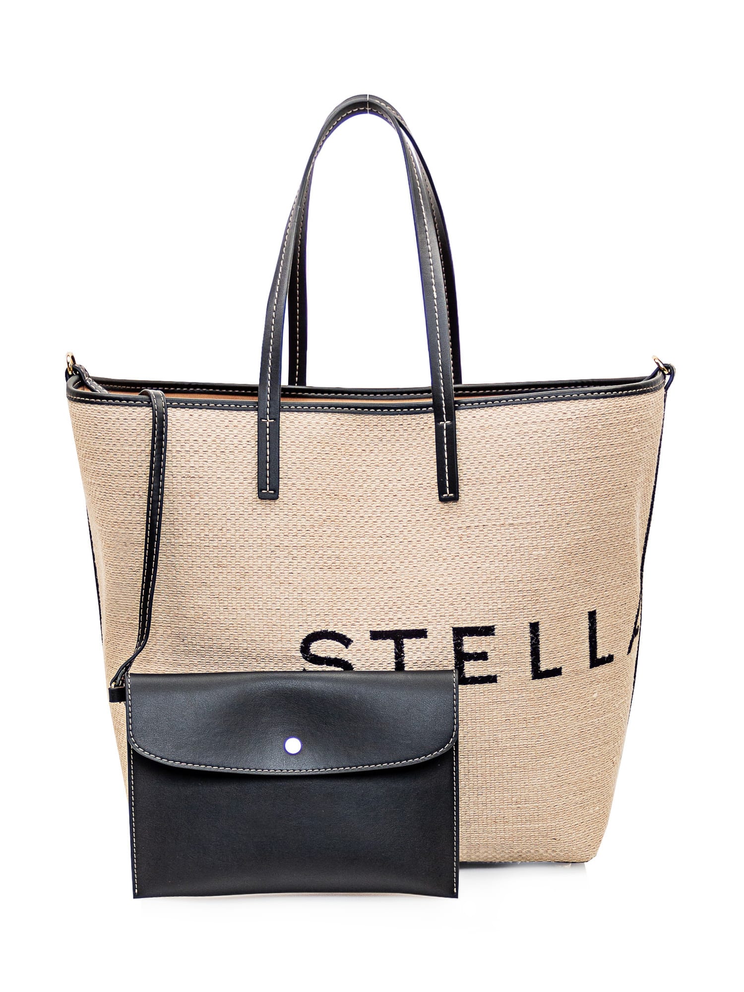 Shop Stella Mccartney Tote Bag With Logo In Natural