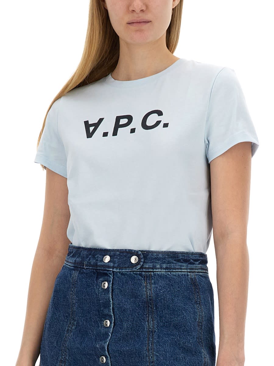 Shop Apc T-shirt With Logo In Azure