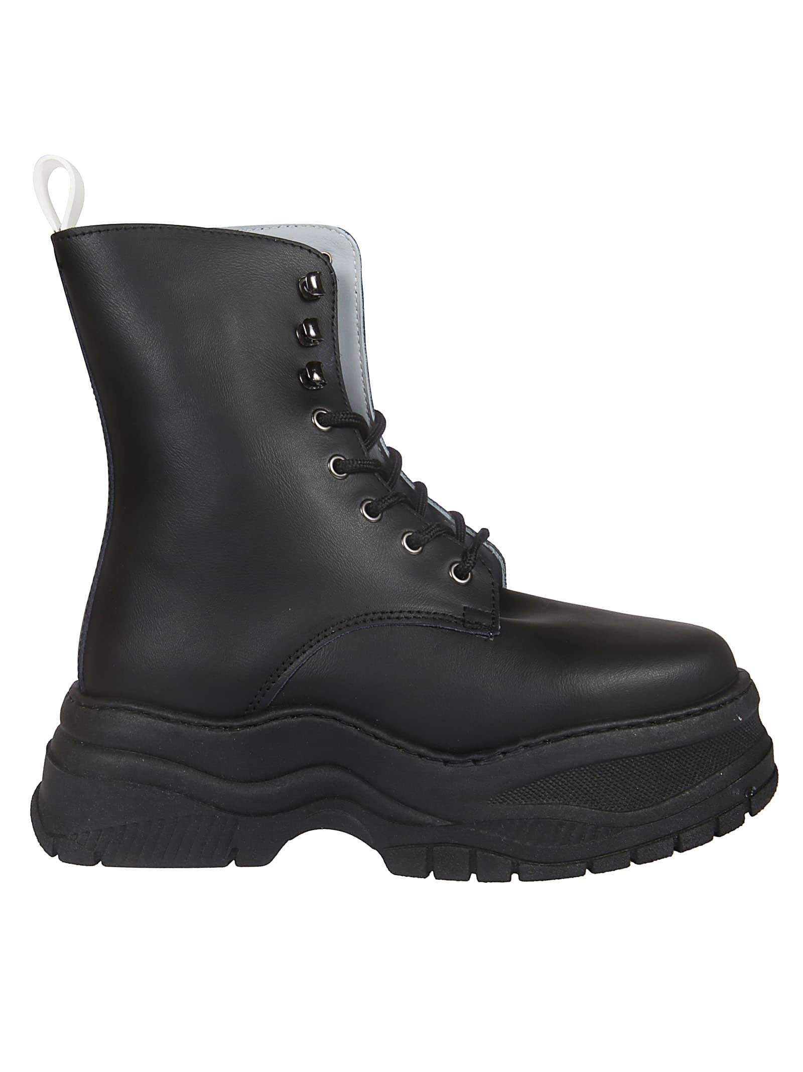 Chiara Ferragni Women's Leather Combat Boots Army In Black | ModeSens