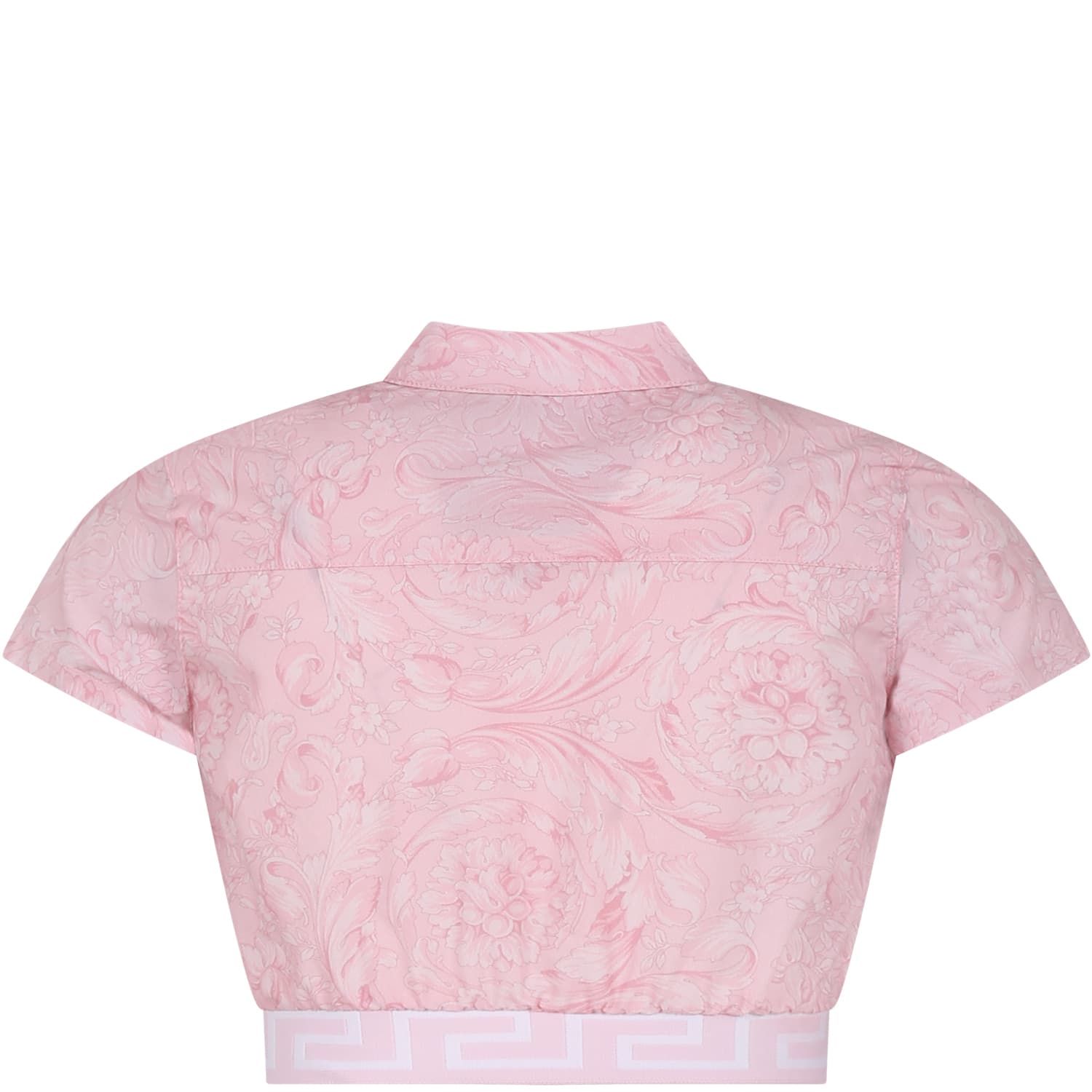 Shop Versace Pink Shirt For Girl With Baroque Print