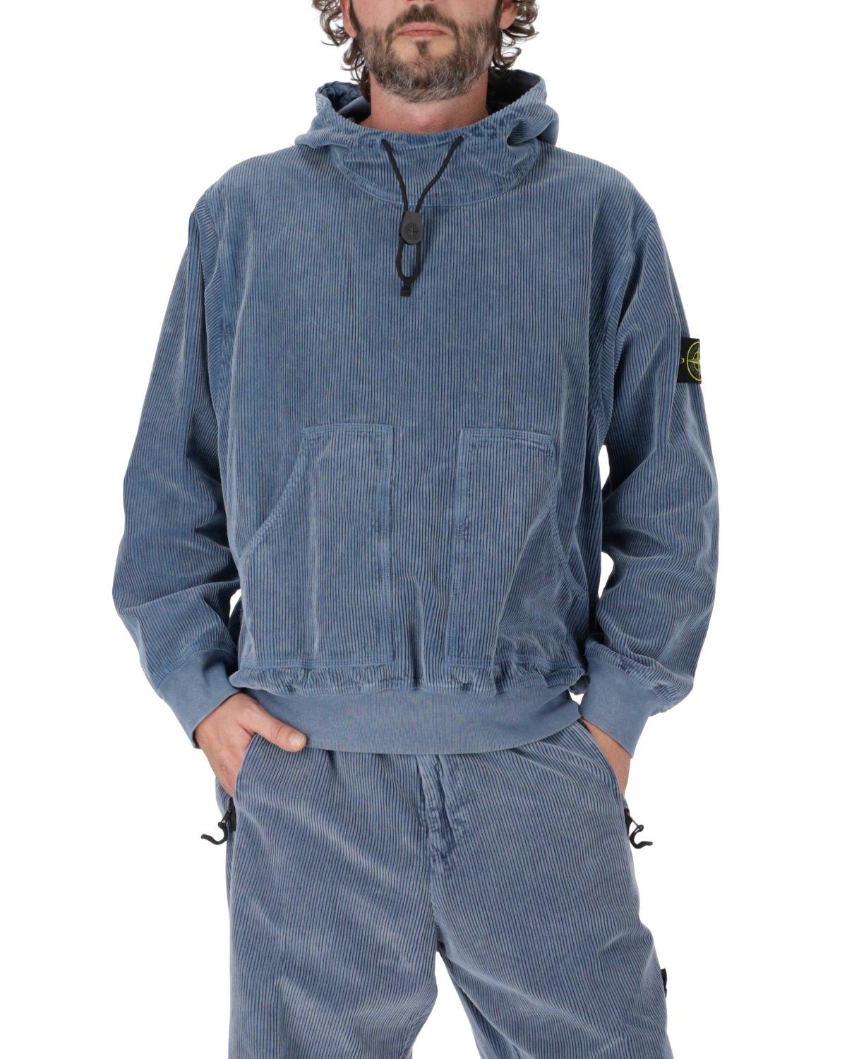 Shop Stone Island Loose Fit Hooded Overshirt In Mid Blue