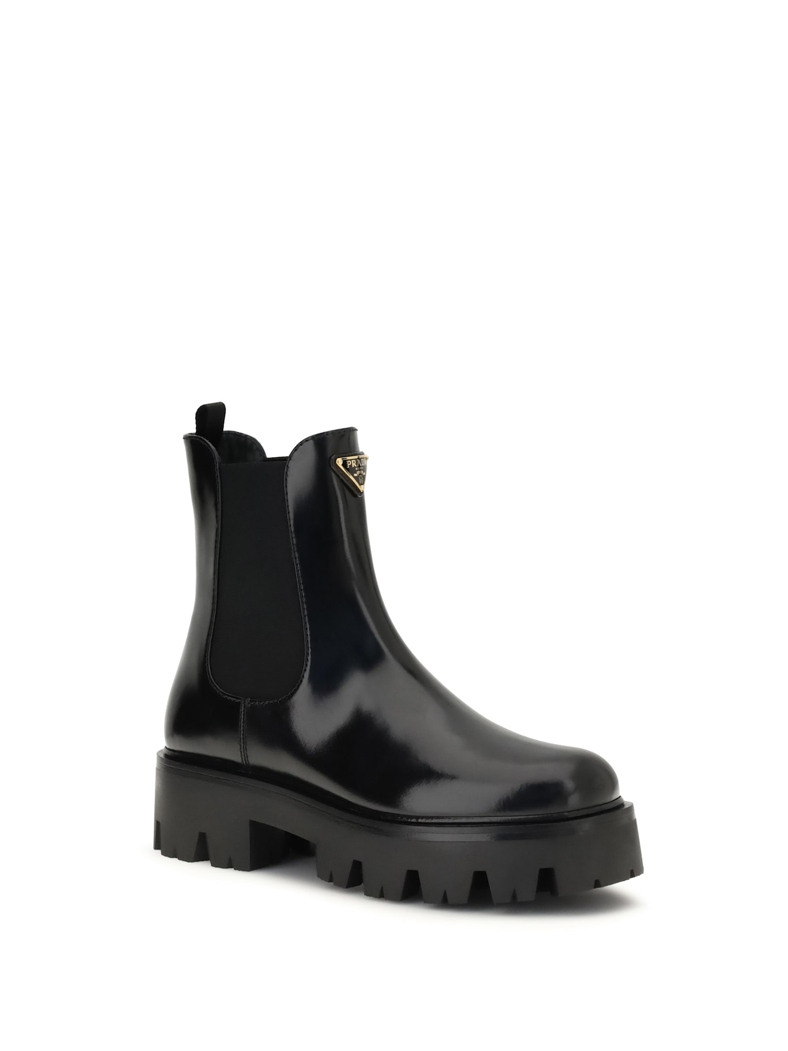 Prada Ankle Boots With Chunky Sole And Pull Tabs In Black
