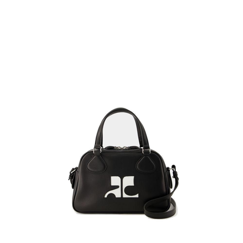 Shop Courrèges Reedition Bowling Zip-up Shoulder Bag In Black