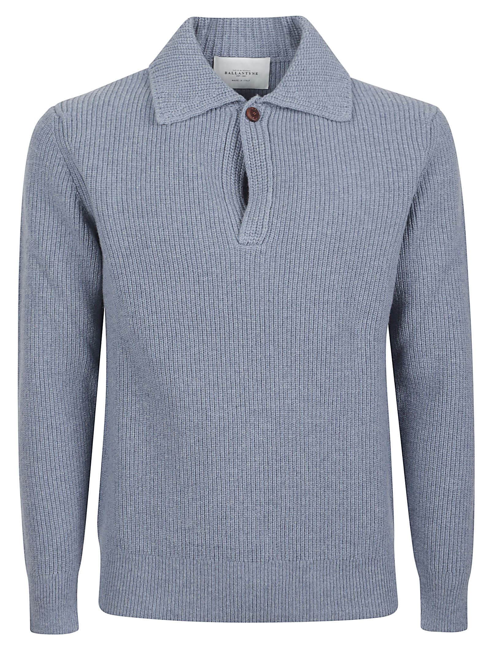 Ballantyne V Neck Polo Sweater In Gray