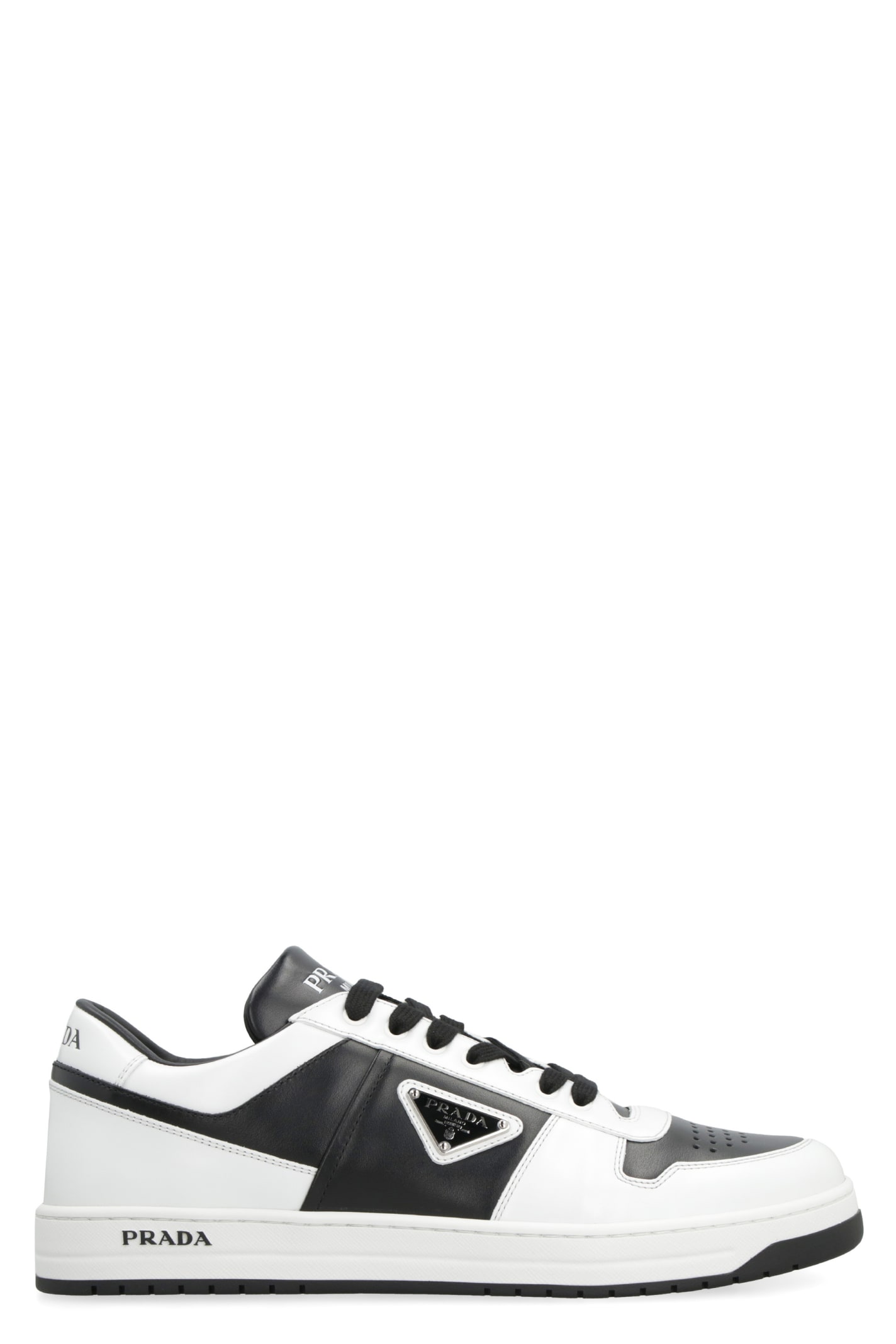 PRADA DOWNTOWN LEATHER LOW-TOP SNEAKERS