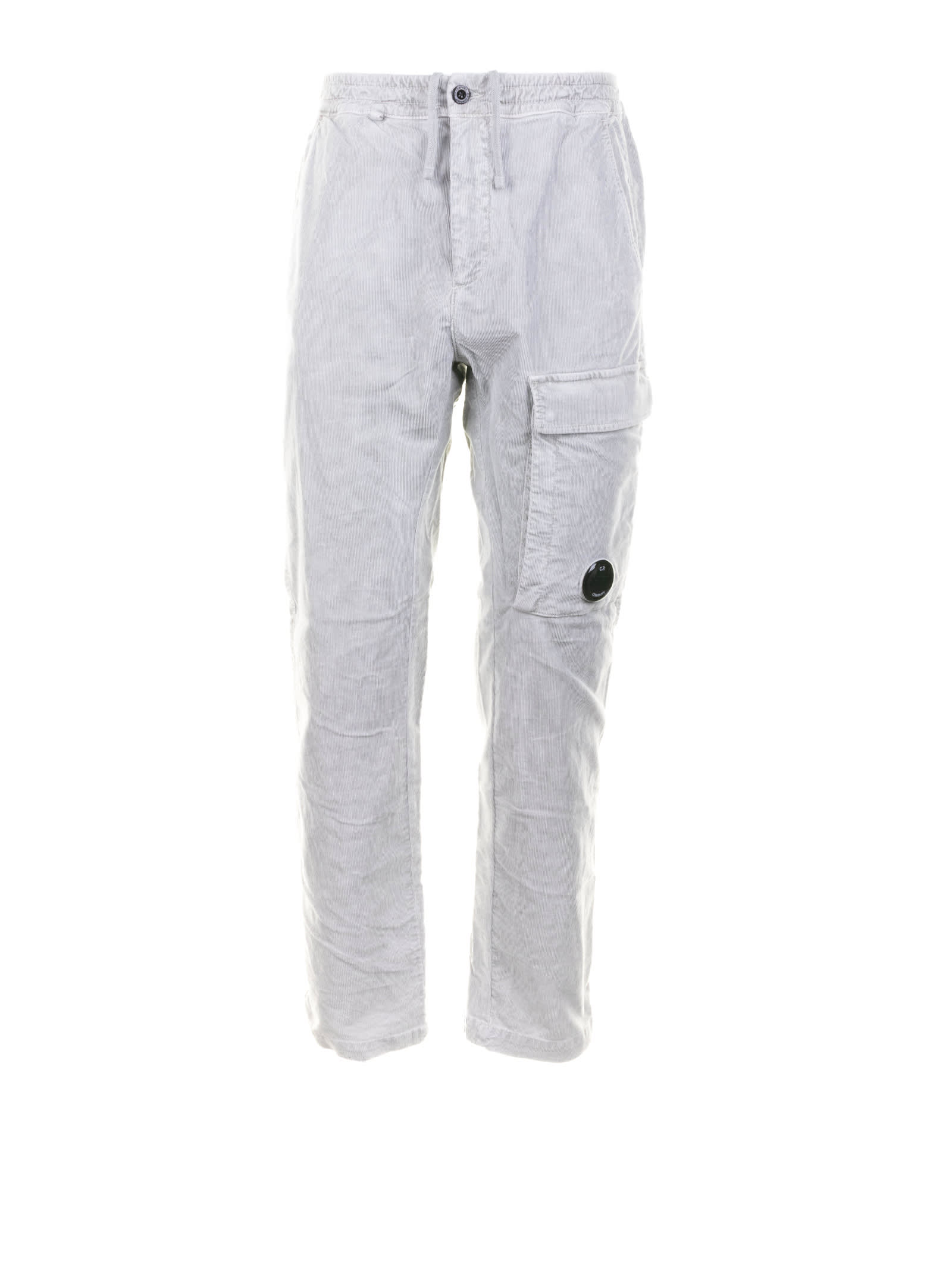 C.p. Company C.p.company Trousers In Grey Fabric, Closure With Button And Zipper, Lace-up At The Waist, Pocket Wi In Gray