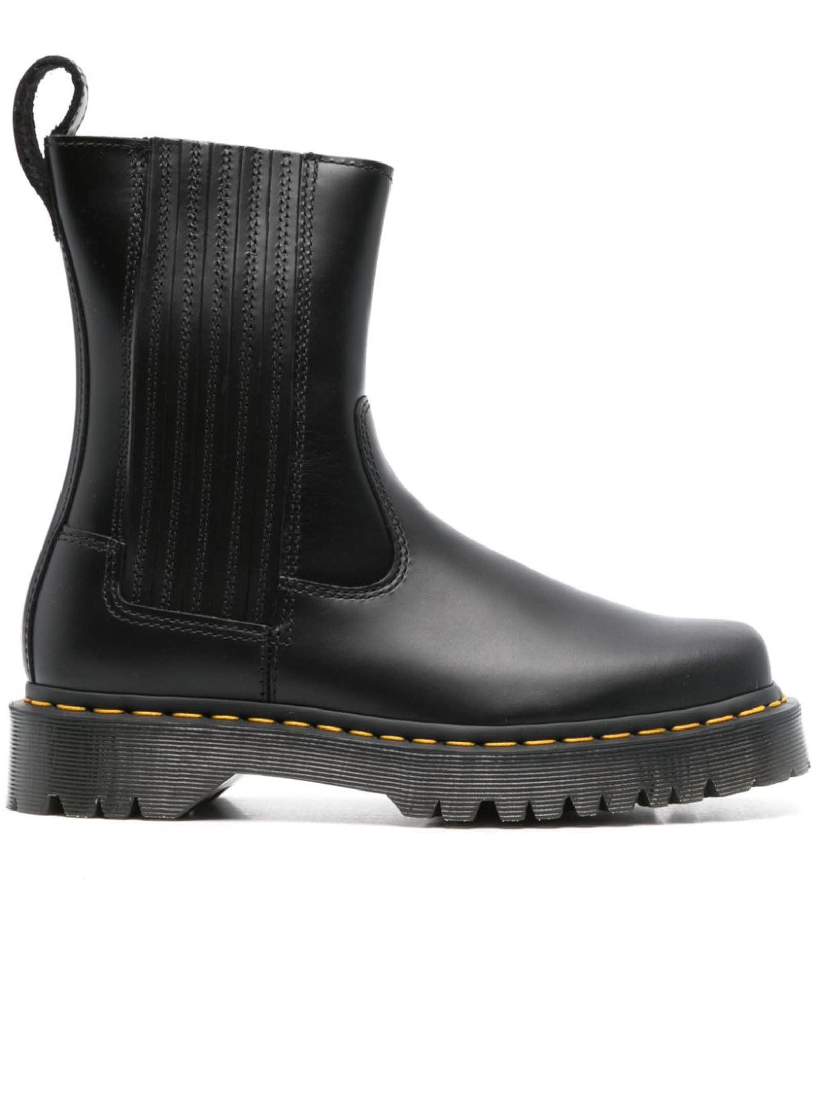 Dr. Martens' Black Calf Leather Amaayah Lo Boots In Black Orleans