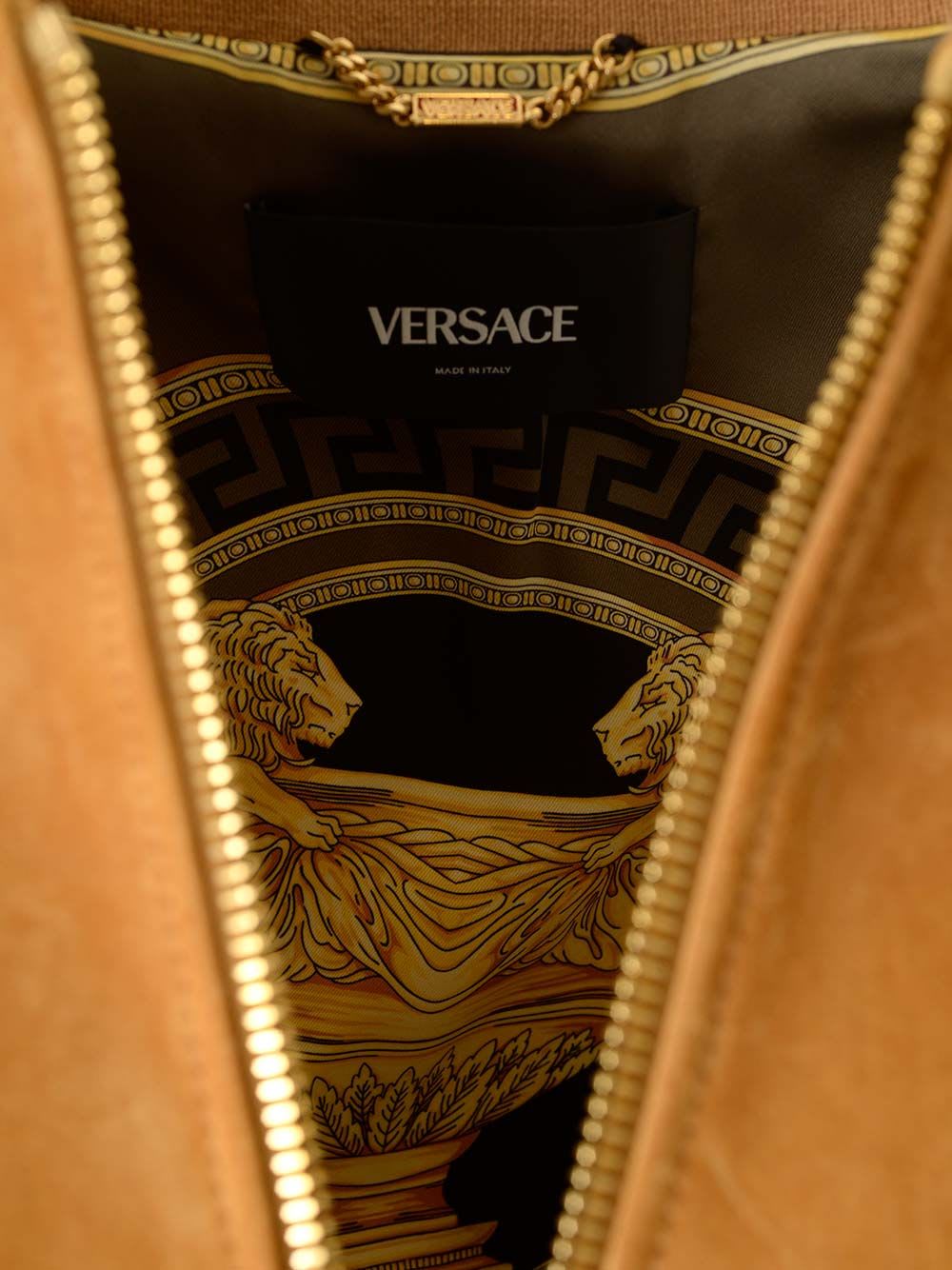 Shop Versace Bomber Jacket In Brown