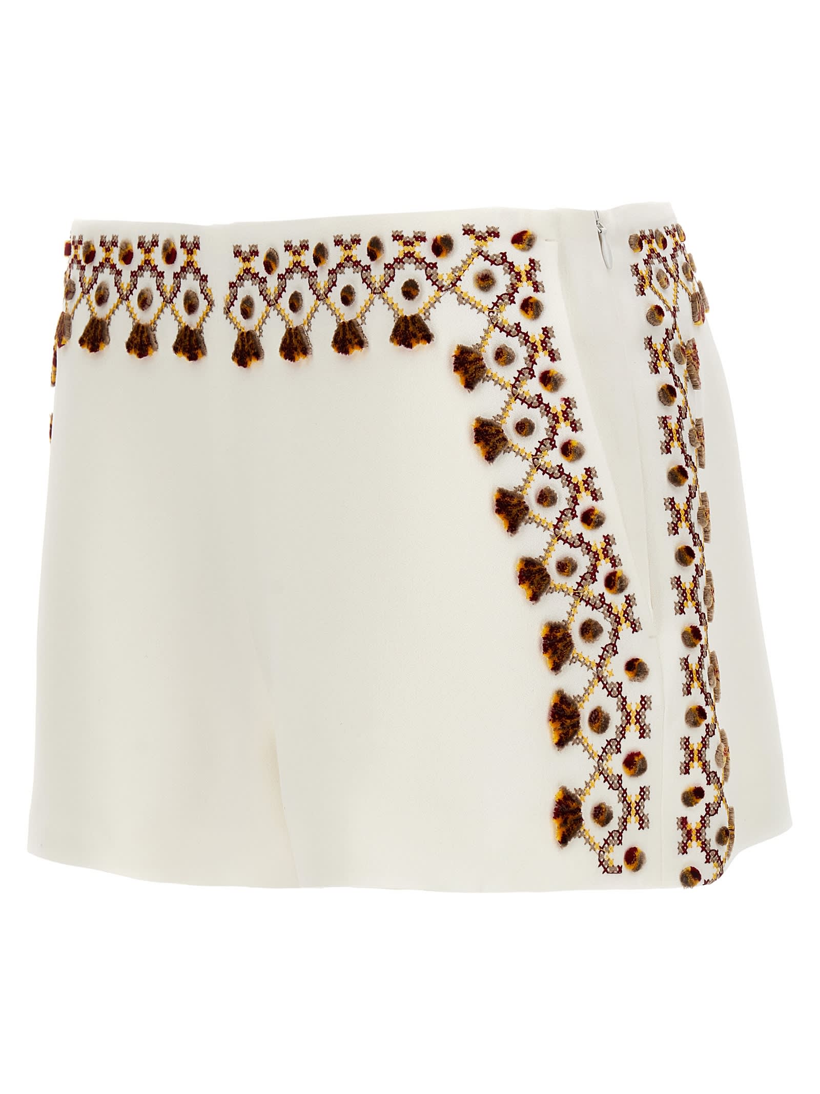 Shop Ermanno Scervino Embroidery Shorts In Bianco