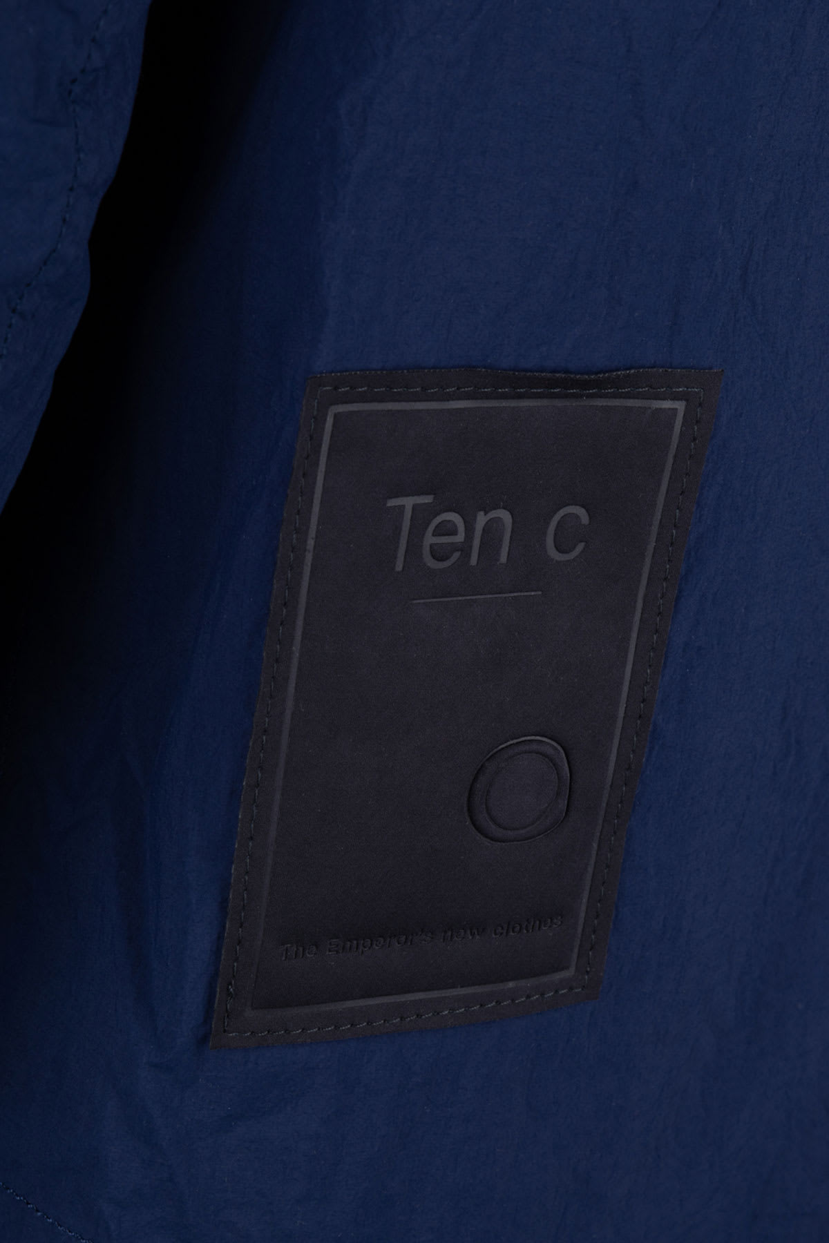 Ten C Blue Jacket With Hoodie In Blu Notte