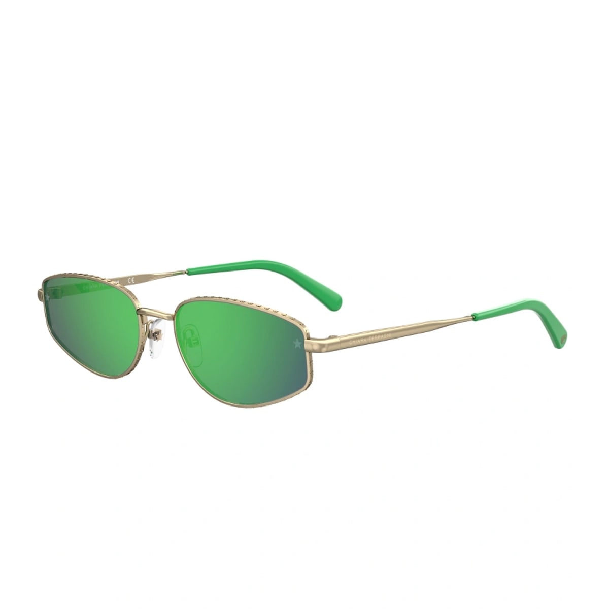 Shop Chiara Ferragni Cf 7025/s Pef/z9 Gold Green Sunglasses In Oro