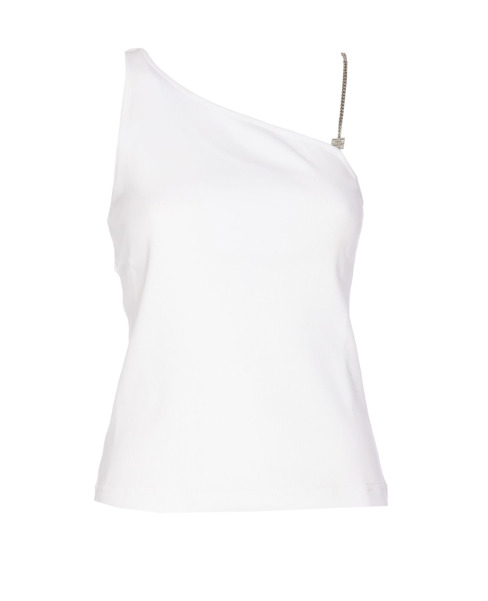 Shop Givenchy Asymmetric Top With Chain Detail In White