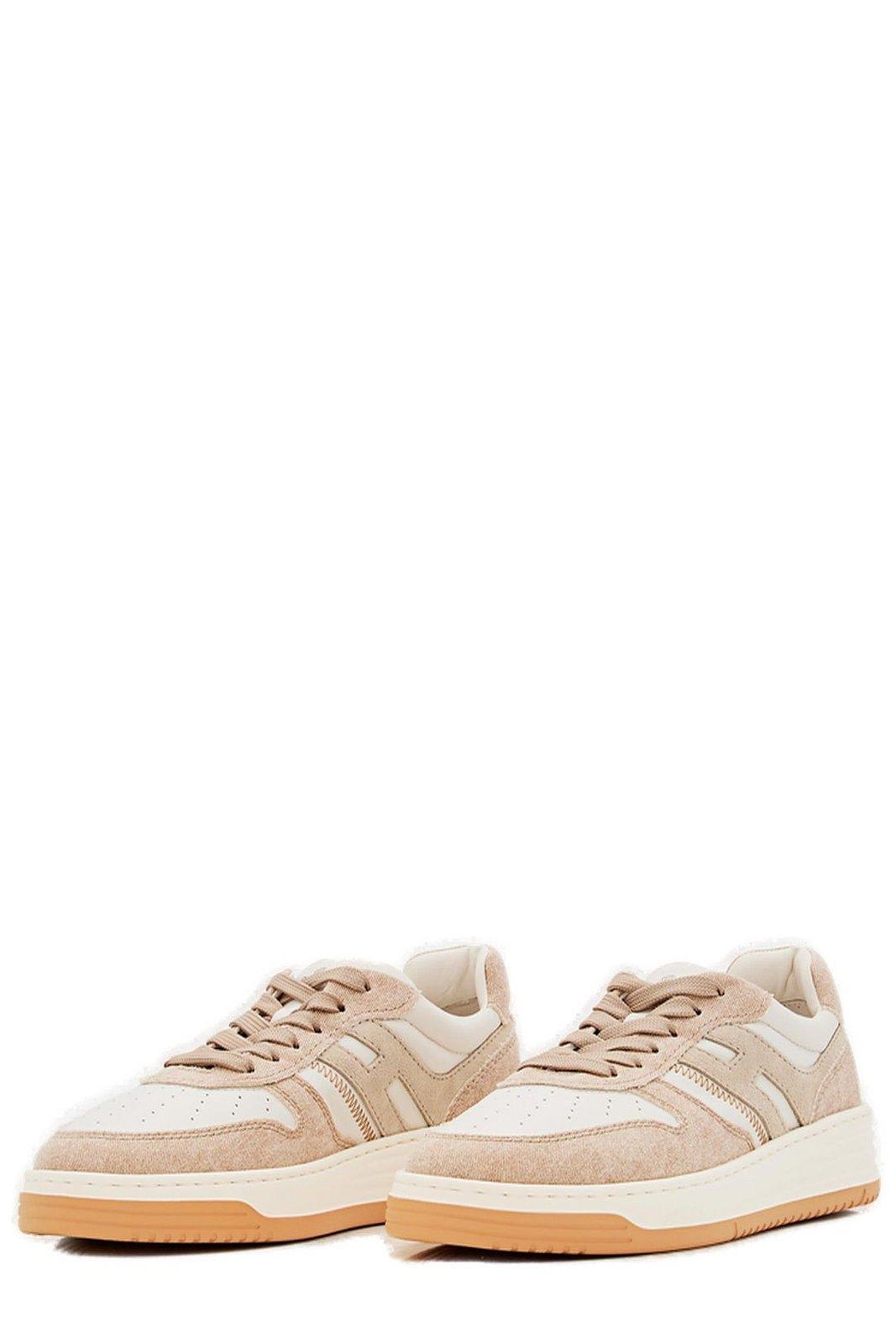Shop Hogan H630 Lace-up Sneakers In Beige