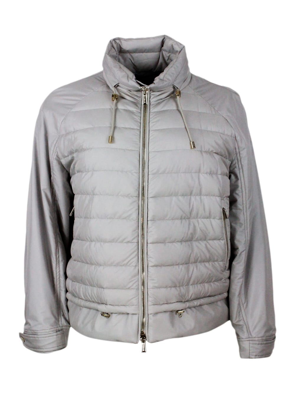 Moorer Lightweight 100 Gram Fine Down Jacket With An A-line Shape And Adjustable Drawstring At The Hem And  In Ice