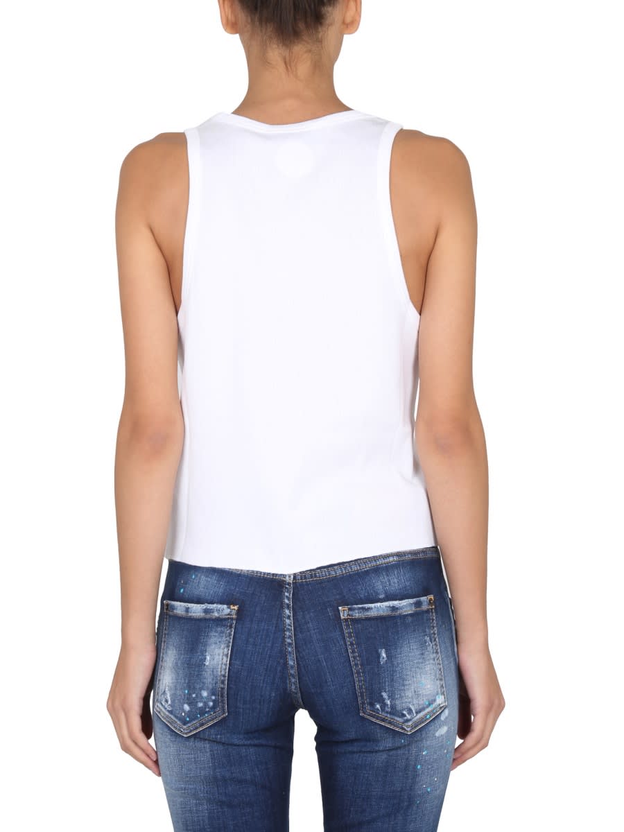 Shop Dsquared2 Front Print Top In White