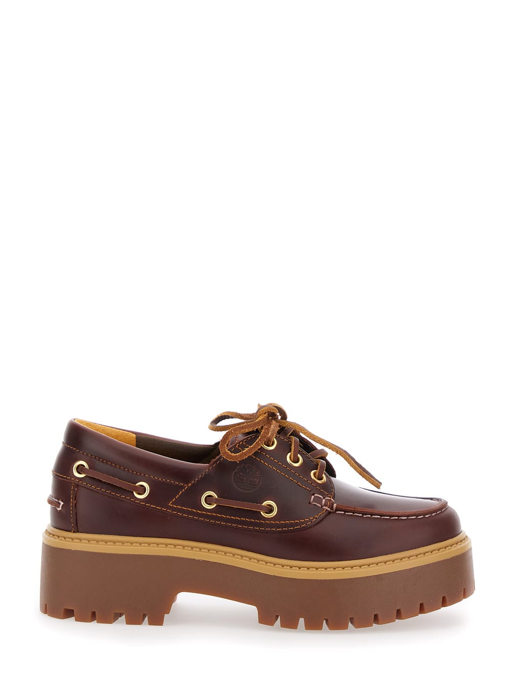 Timberland Boat Shoes Con Plateau Stone Street W Marrone Scuro In Multi