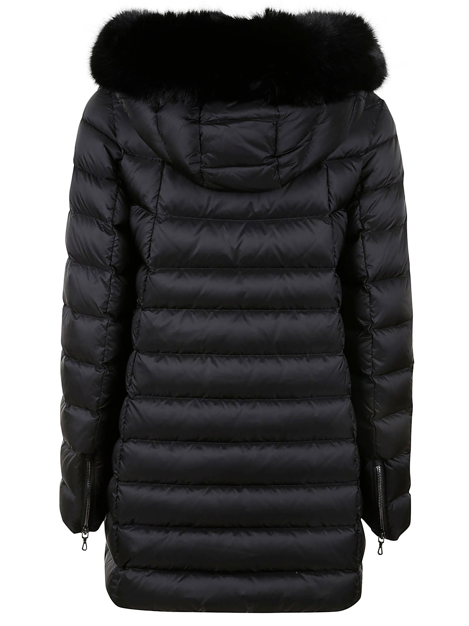 Shop Colmar Furred Hood Pocket Zip Padded Jacket In Black