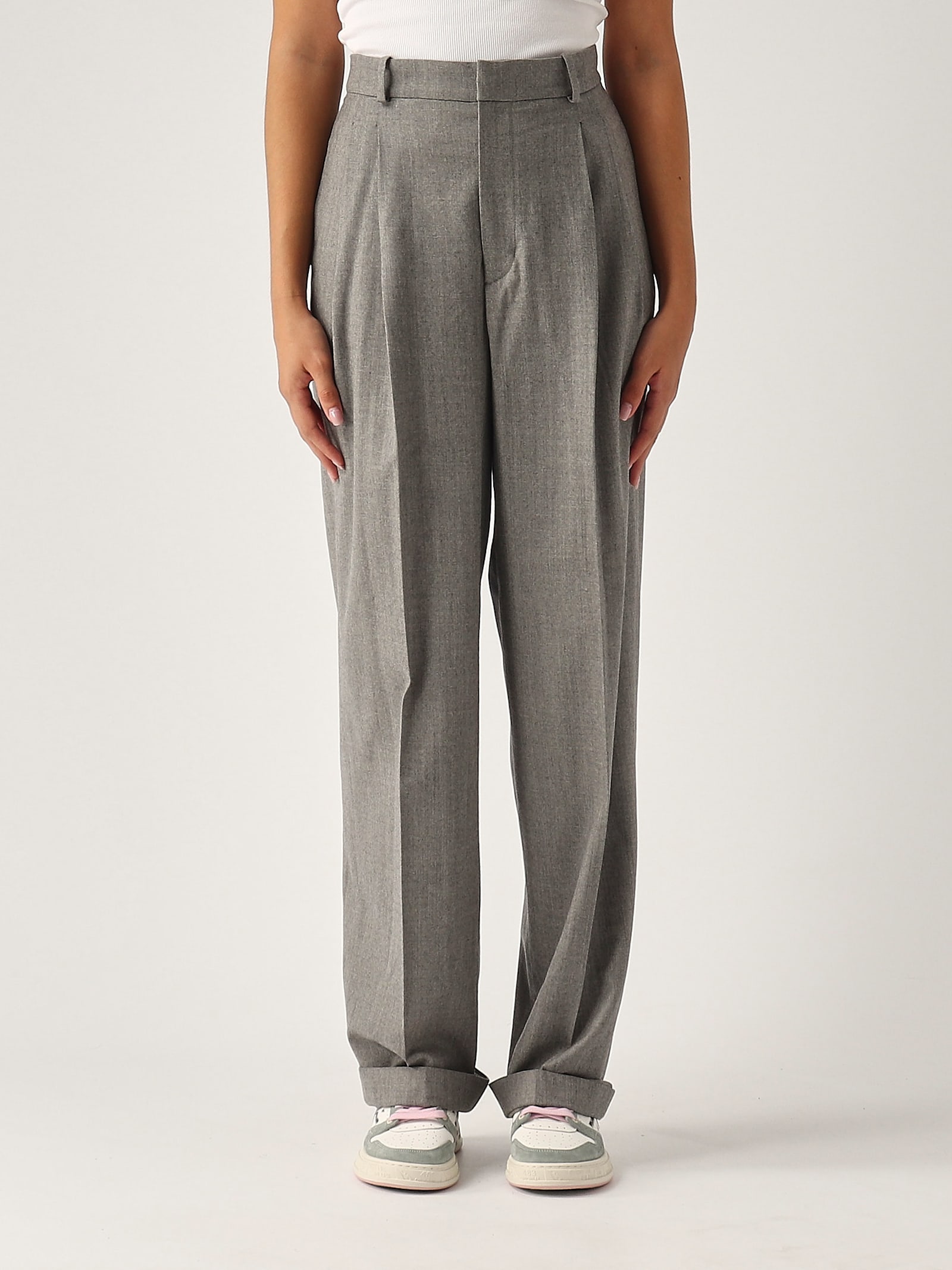 Polo Ralph Lauren Wool Trousers In Grigio Melange